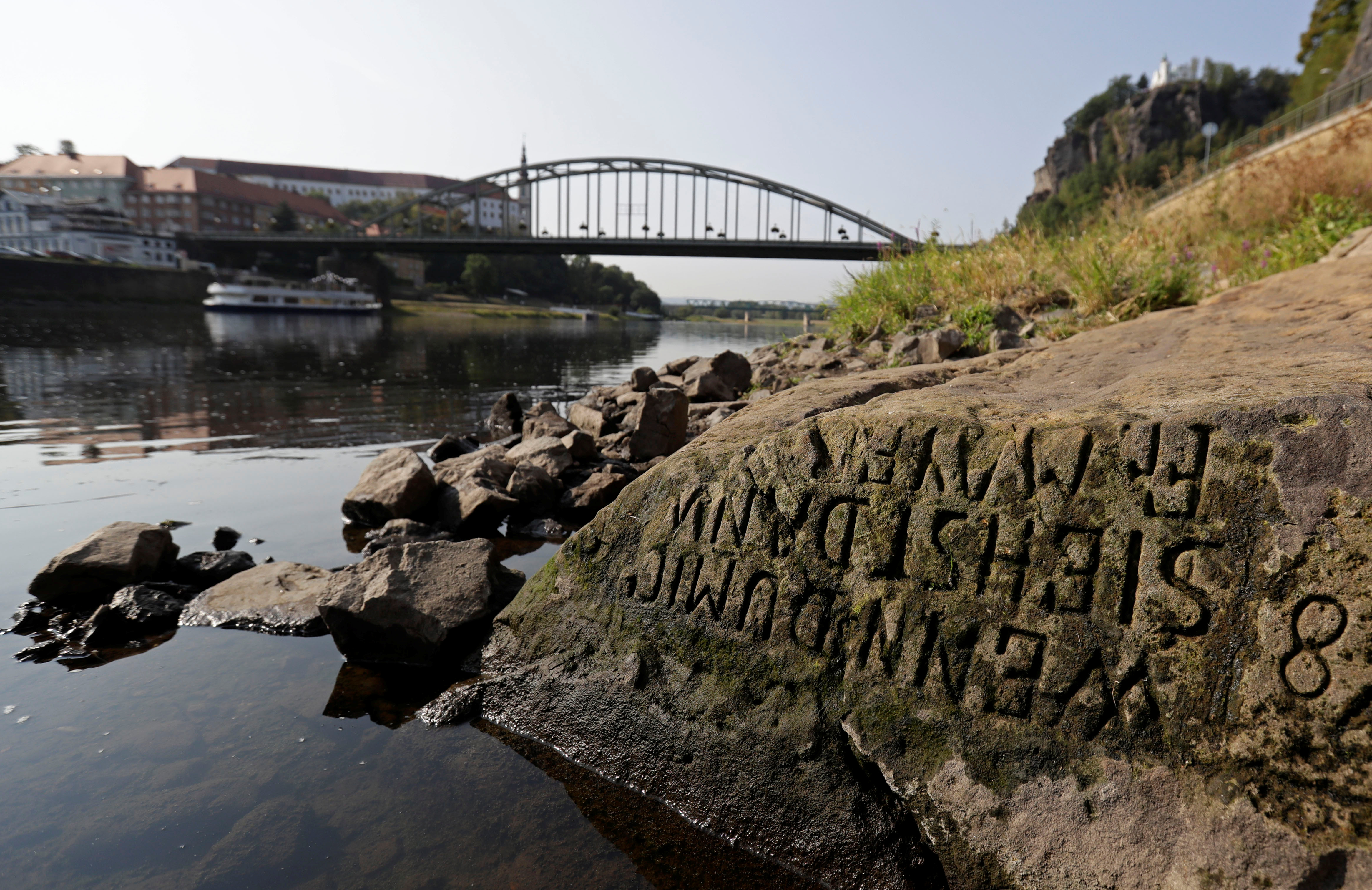 'Hunger stones' in the Elbe river, Czech Republic.