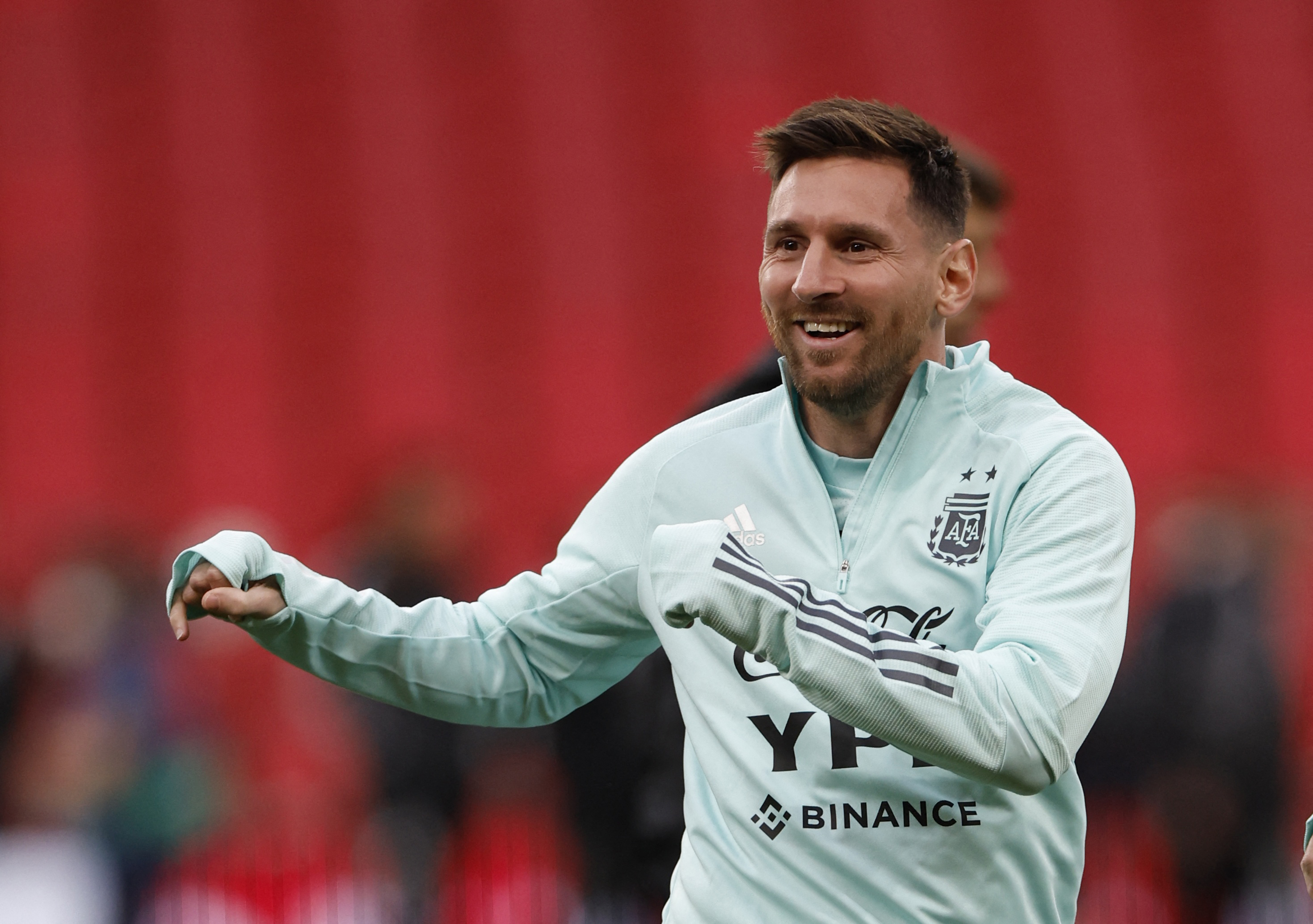 Soccer Football - Finalissima - Argentina - Training - Wembley Stadium, London, Britain - May 31, 2022 Argentina's Lionel Messi during training Action Images via Reuters/Peter Cziborra