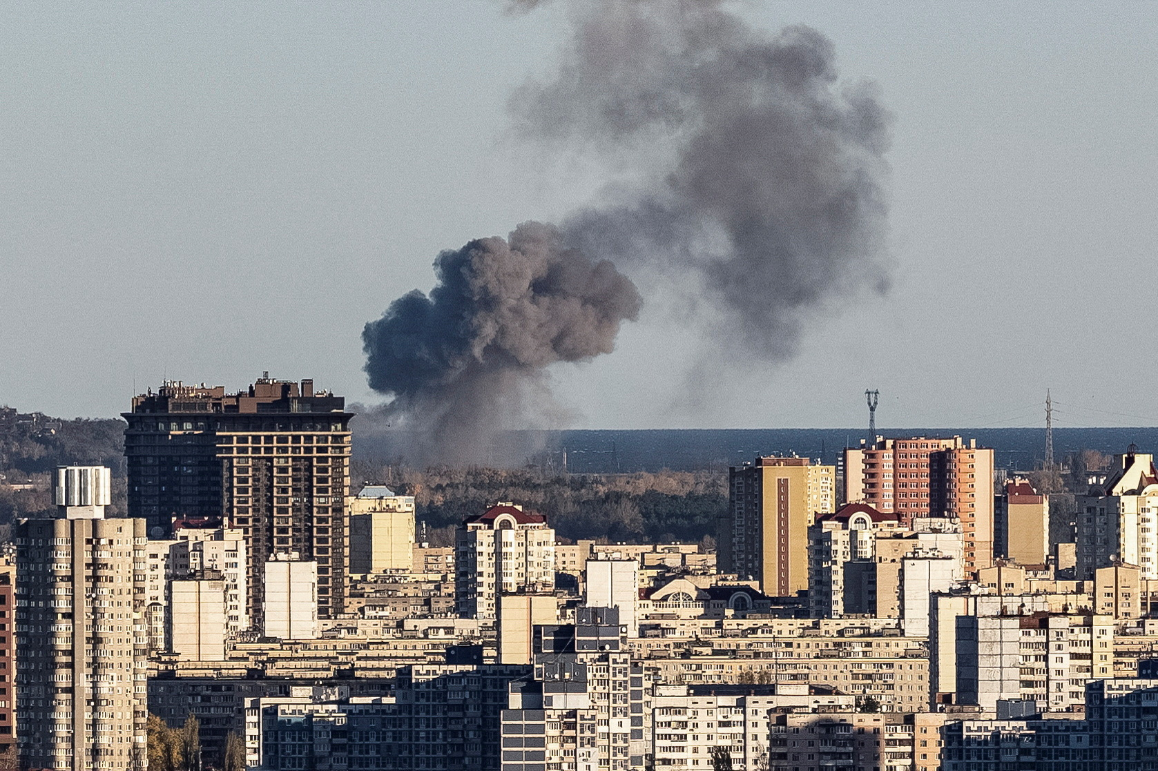 Smoke rises on the outskirts of the city during a Russian missile attack, as Russia's invasion of Ukraine continues, in Kyiv, Ukraine October 31, 2022