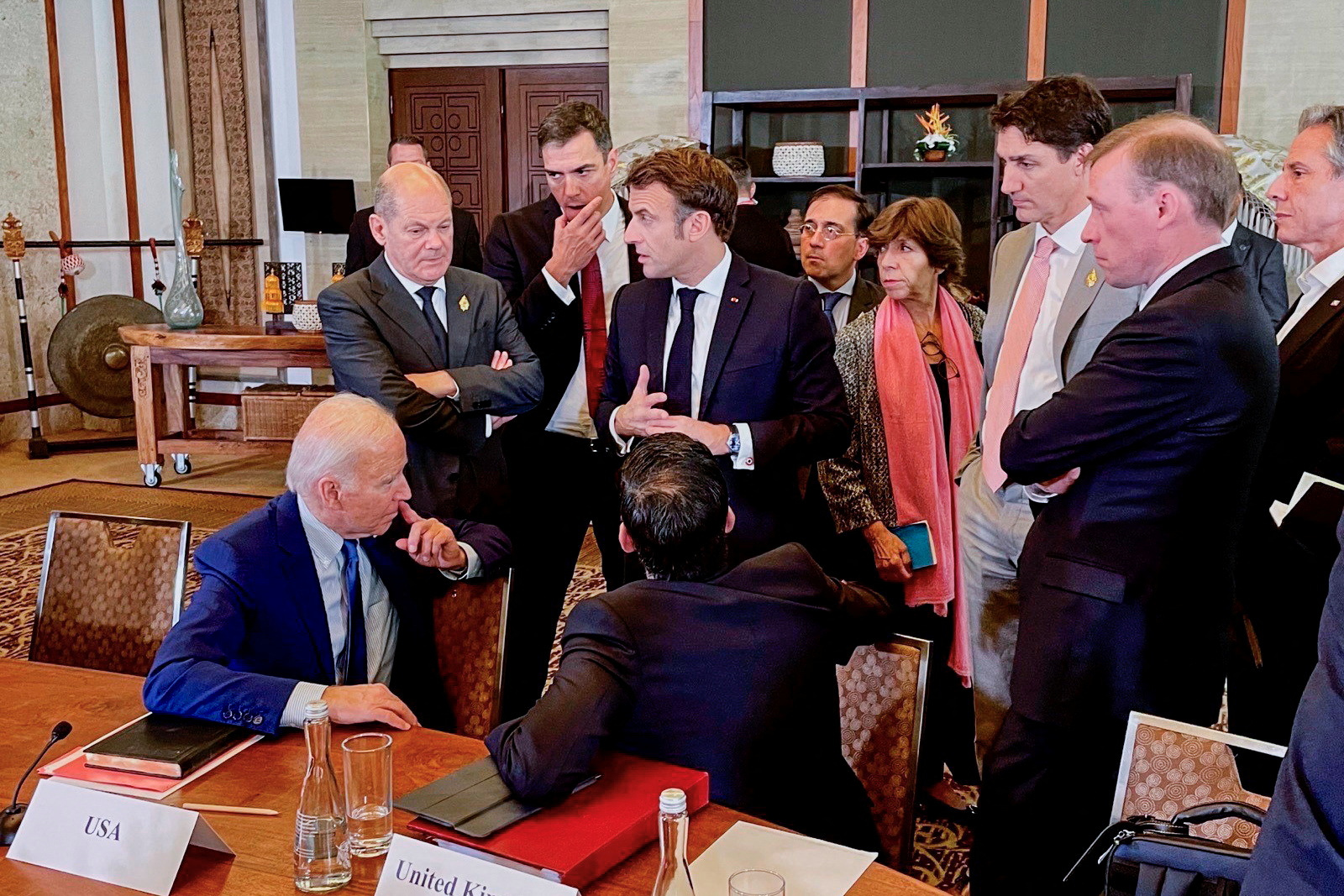 Western leaders and officials discuss the missile on Poland that killed two people, in Bali, Indonesia.