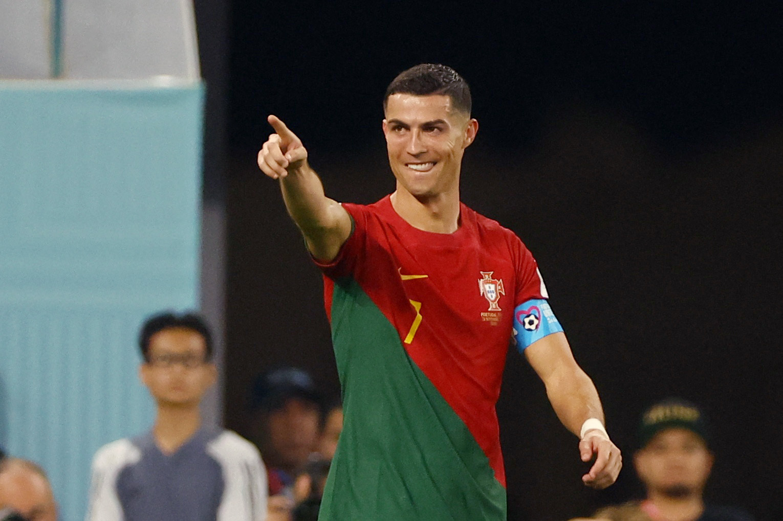 Portugal’s Cristiano Ronaldo celebrates scoring their first goal against Ghana at Stadium 974 on November 24, 2022