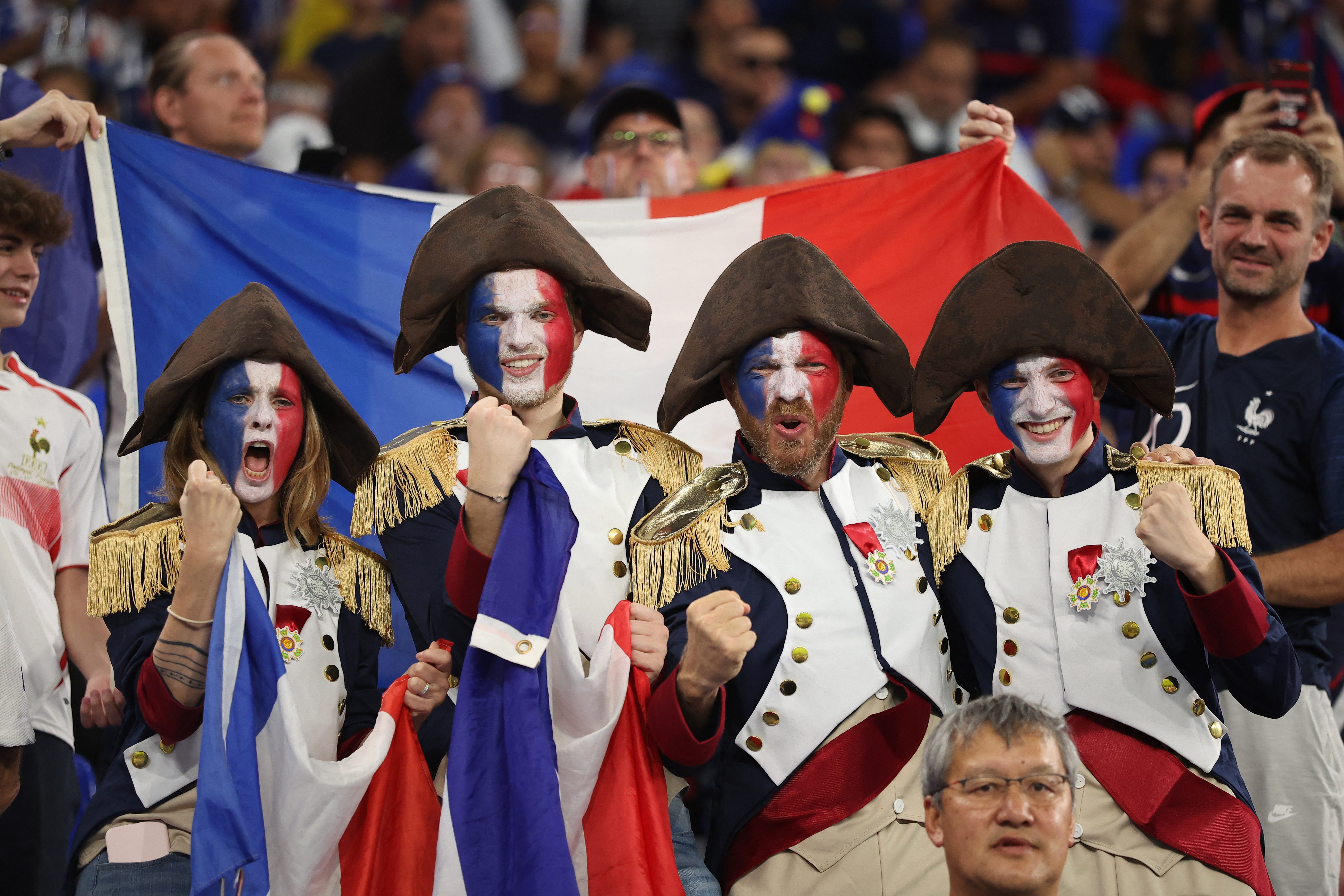 France fans at the Stadium 974 before its match with Denmark on November 26, 2022