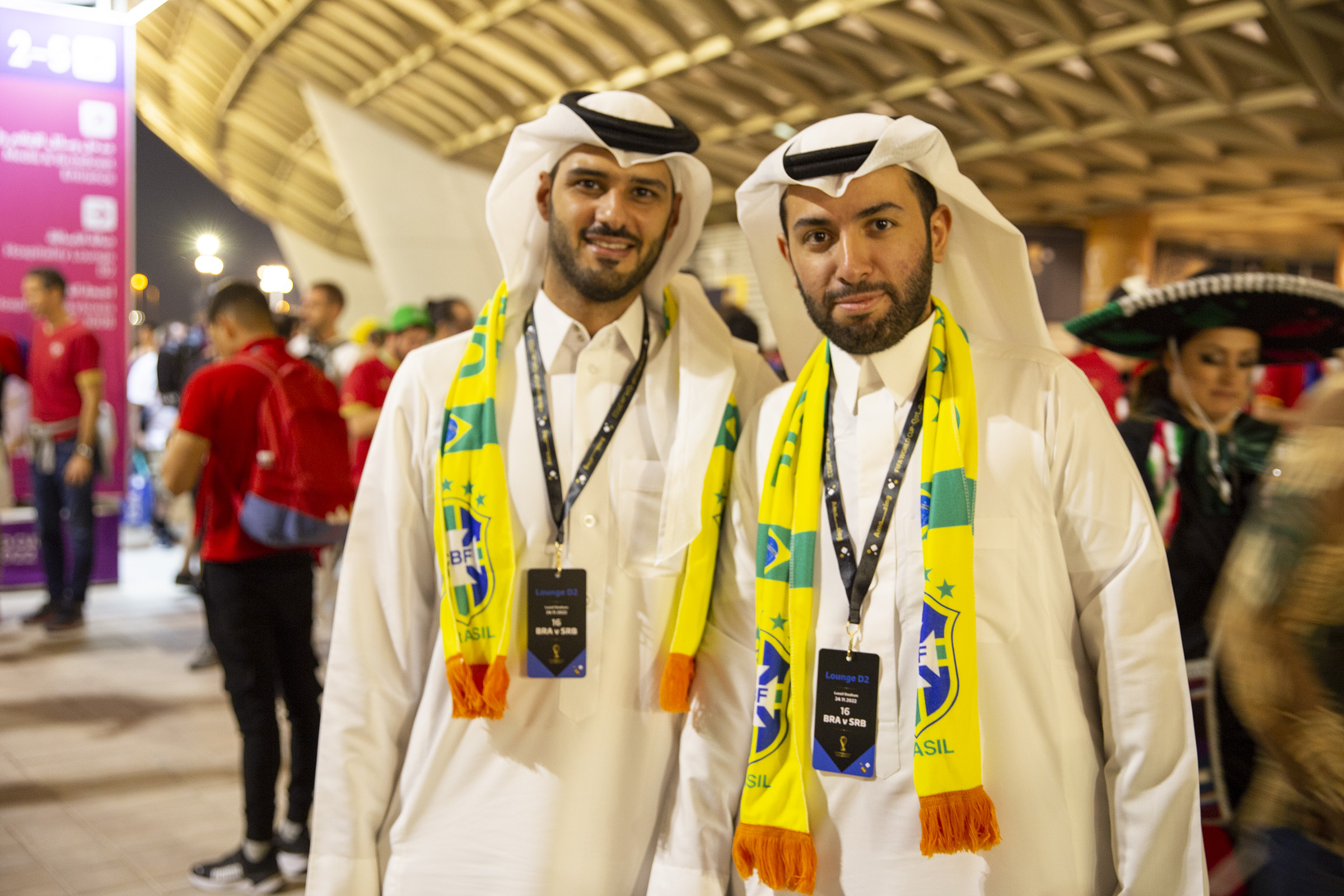 Abdul Aziz (left) has come from Saudi Arabia for the World Cup with his friends