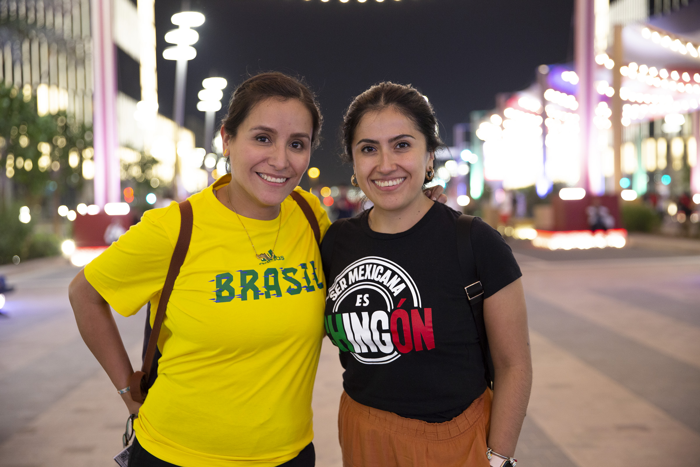 Karina (left) and Merari were two Mexicans rooting for Brazil