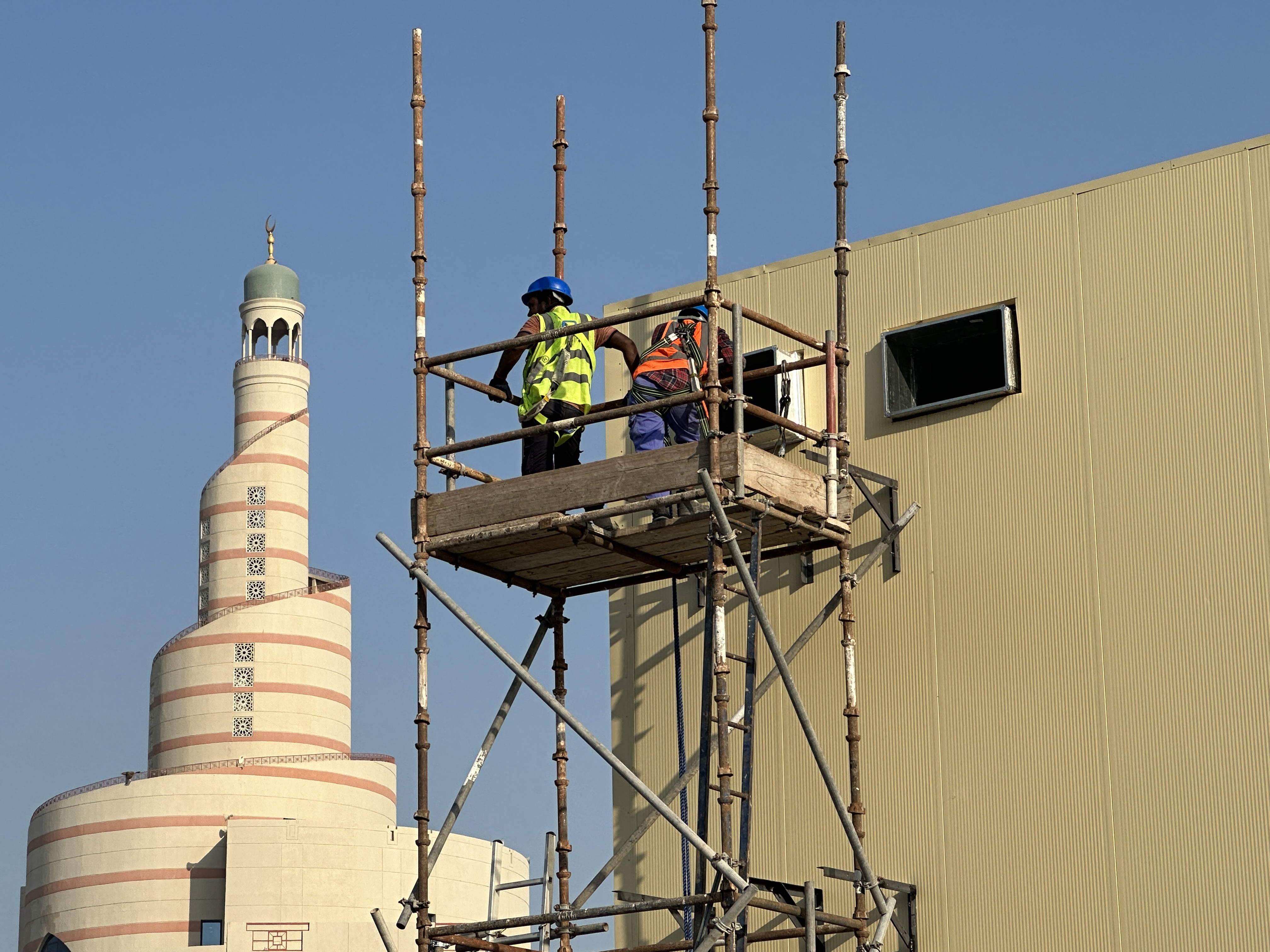 General view of construction work at a fan zone in the run-up to the FIFA World Cup Qatar 2022