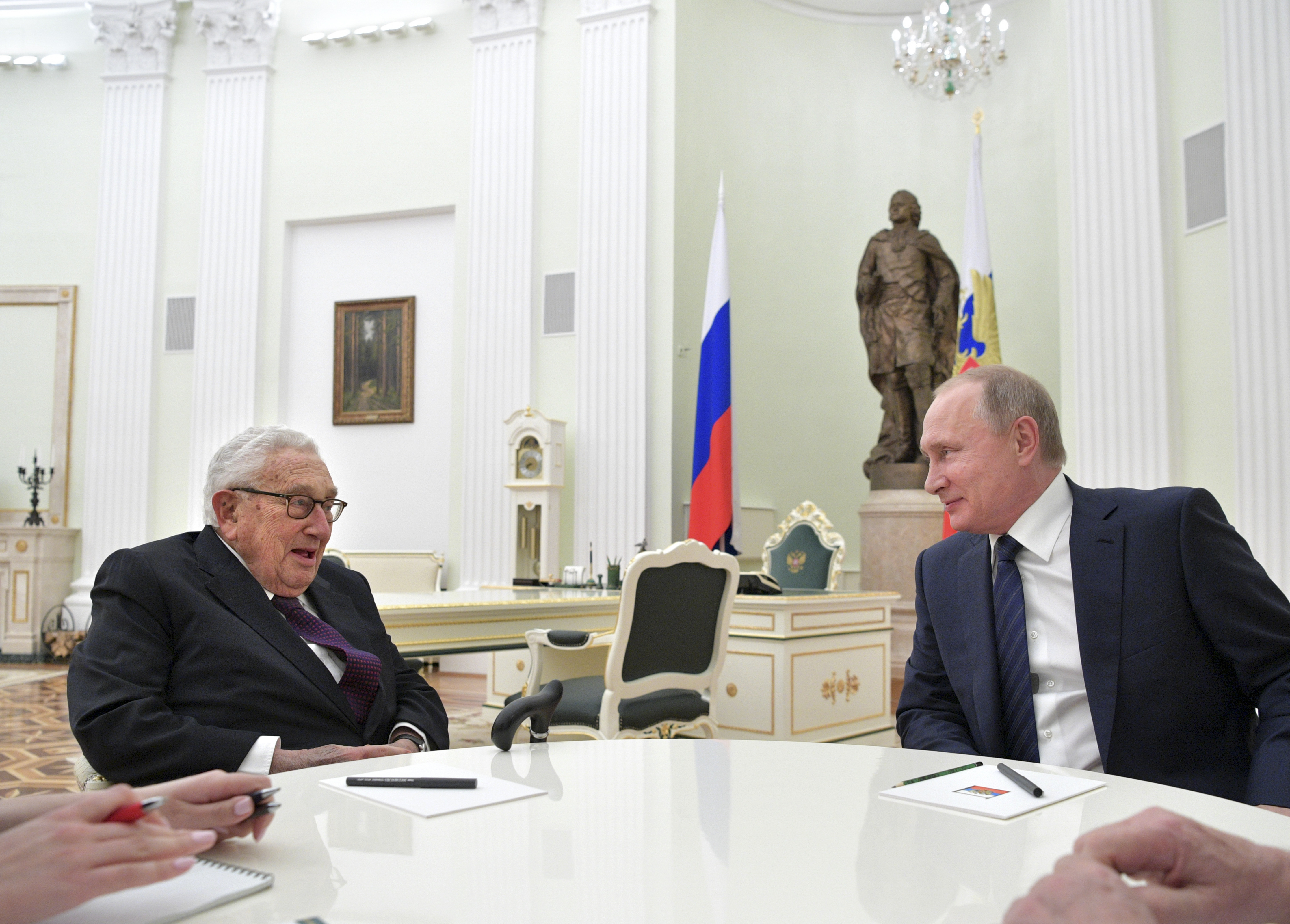 Russian President Vladimir Putin meets with former US Secretary of State Henry Kissinger at the Kremlin in Moscow, Russia in June 2017.
