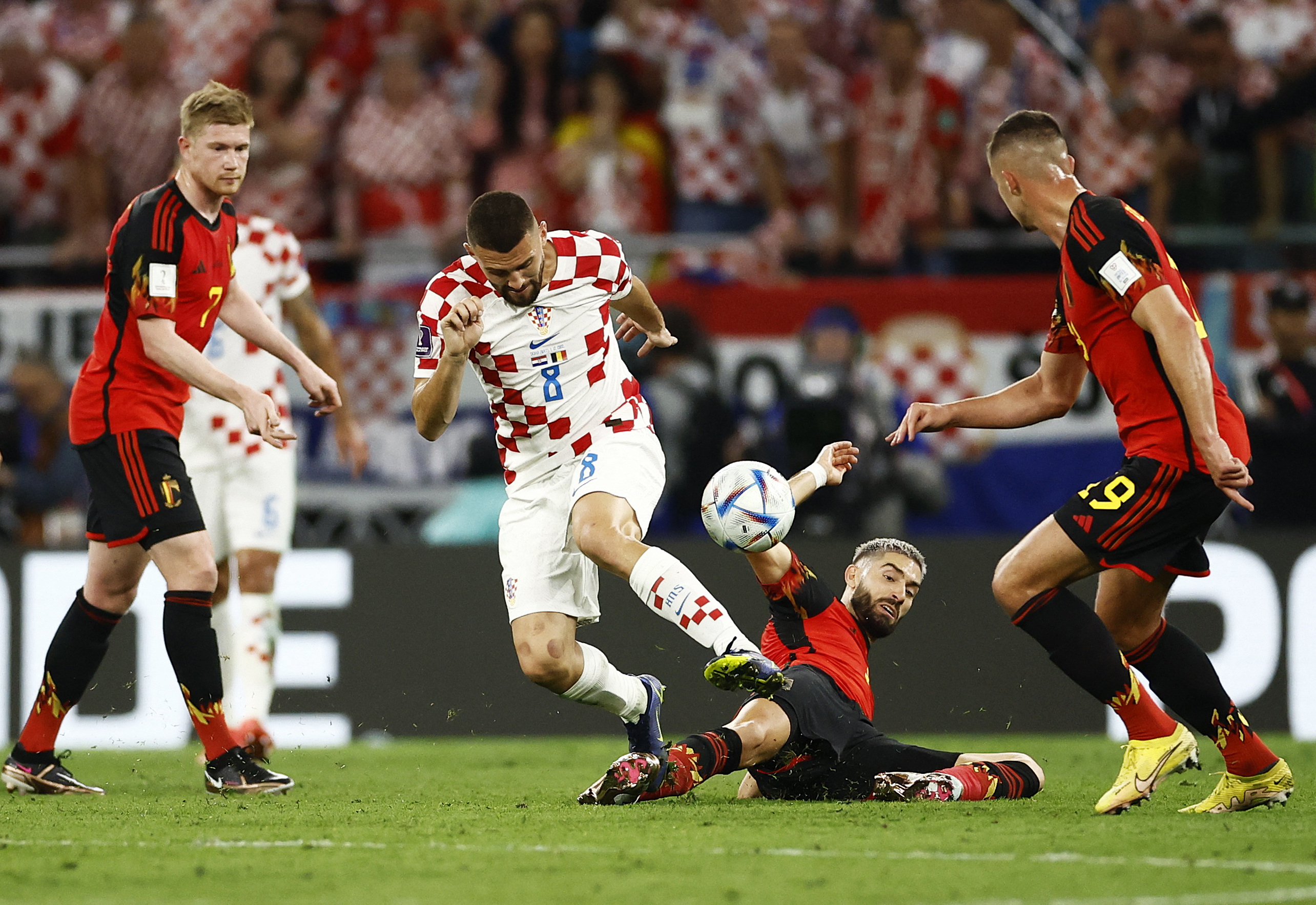 Croatia’s Mateo Kovacic (centre) in action against Belgium at Ahmad Bin Ali Stadium, Al Rayyan, Qatar, on December 1, 2022