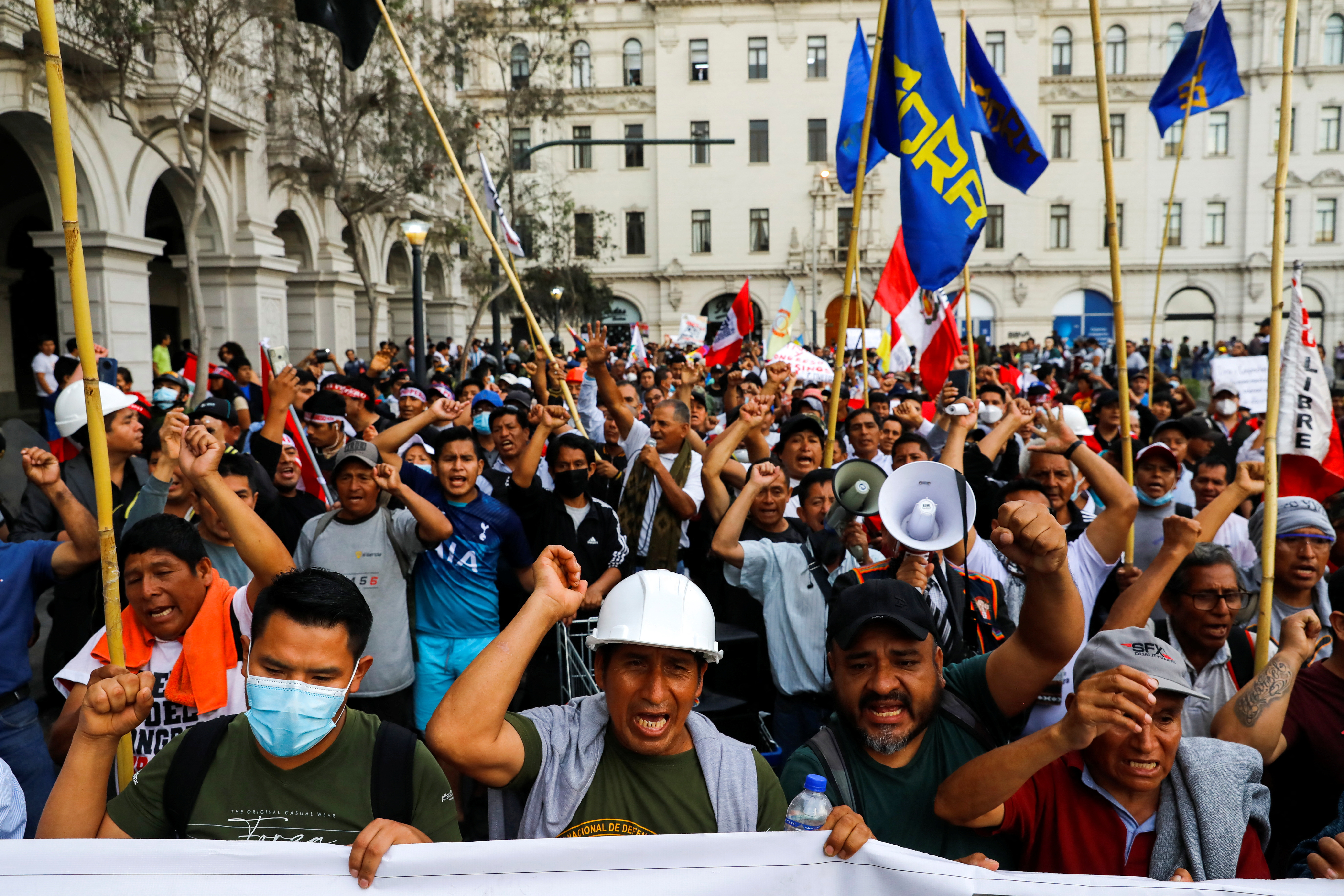 Demonstrators continue to protest despite a government proposal to bring forward elections following the ouster of Peruvian leader Pedro Castillo, in Lima, Peru December 13, 2022.