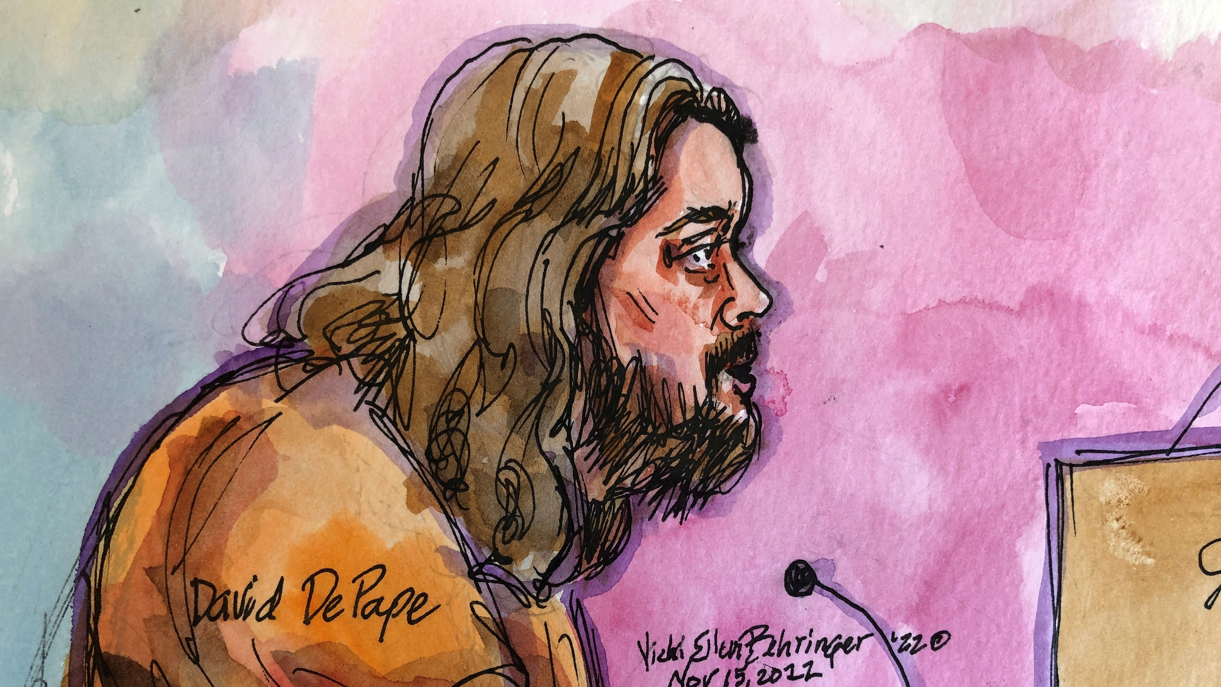 A court sketch of David DePape