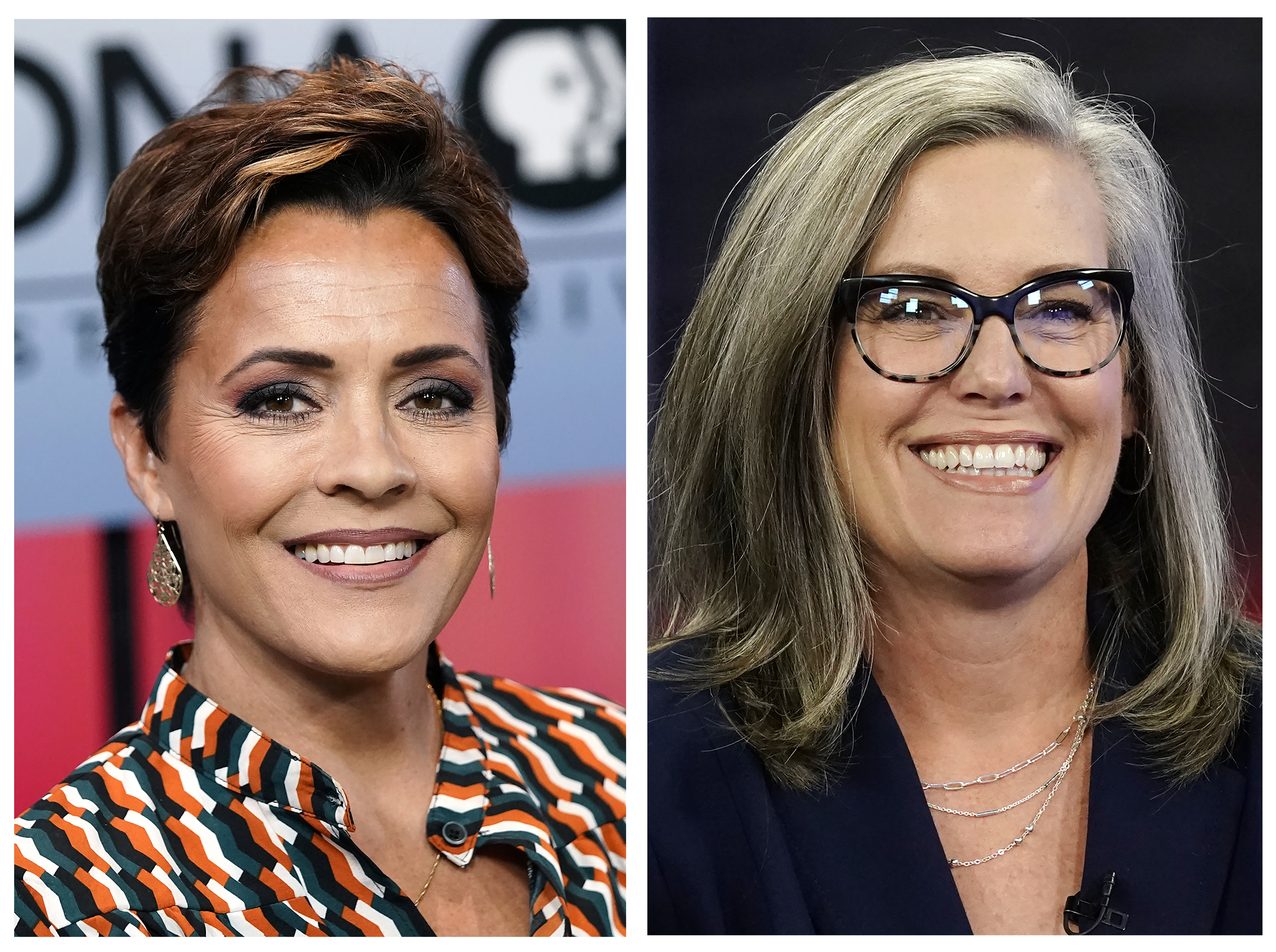 Lake (left) and supporters of her failed campaign for Arizona governor are attacking Hobbs as having a conflict of interest for overseeing the election she won