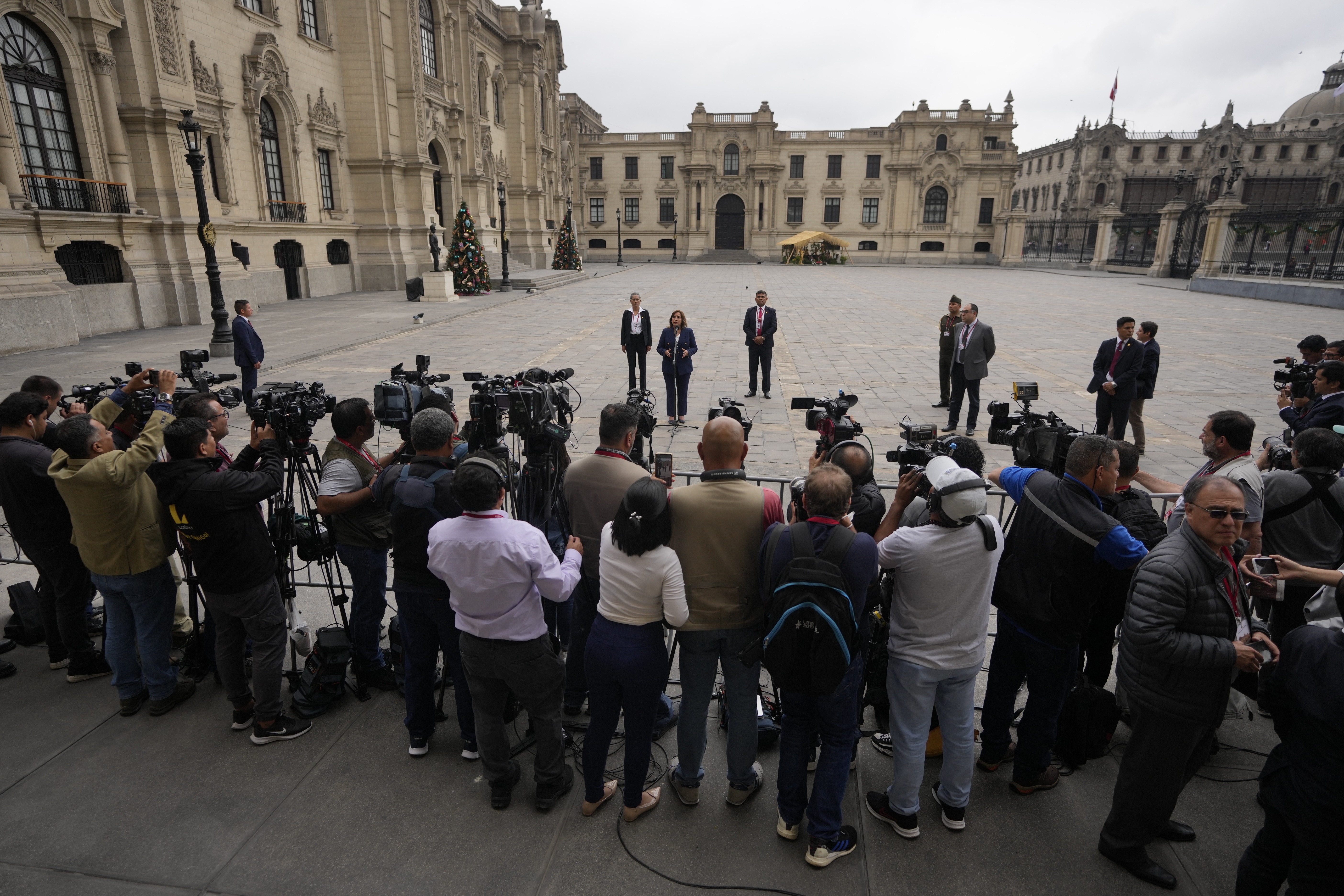 The press covers a statement by Peru's new President