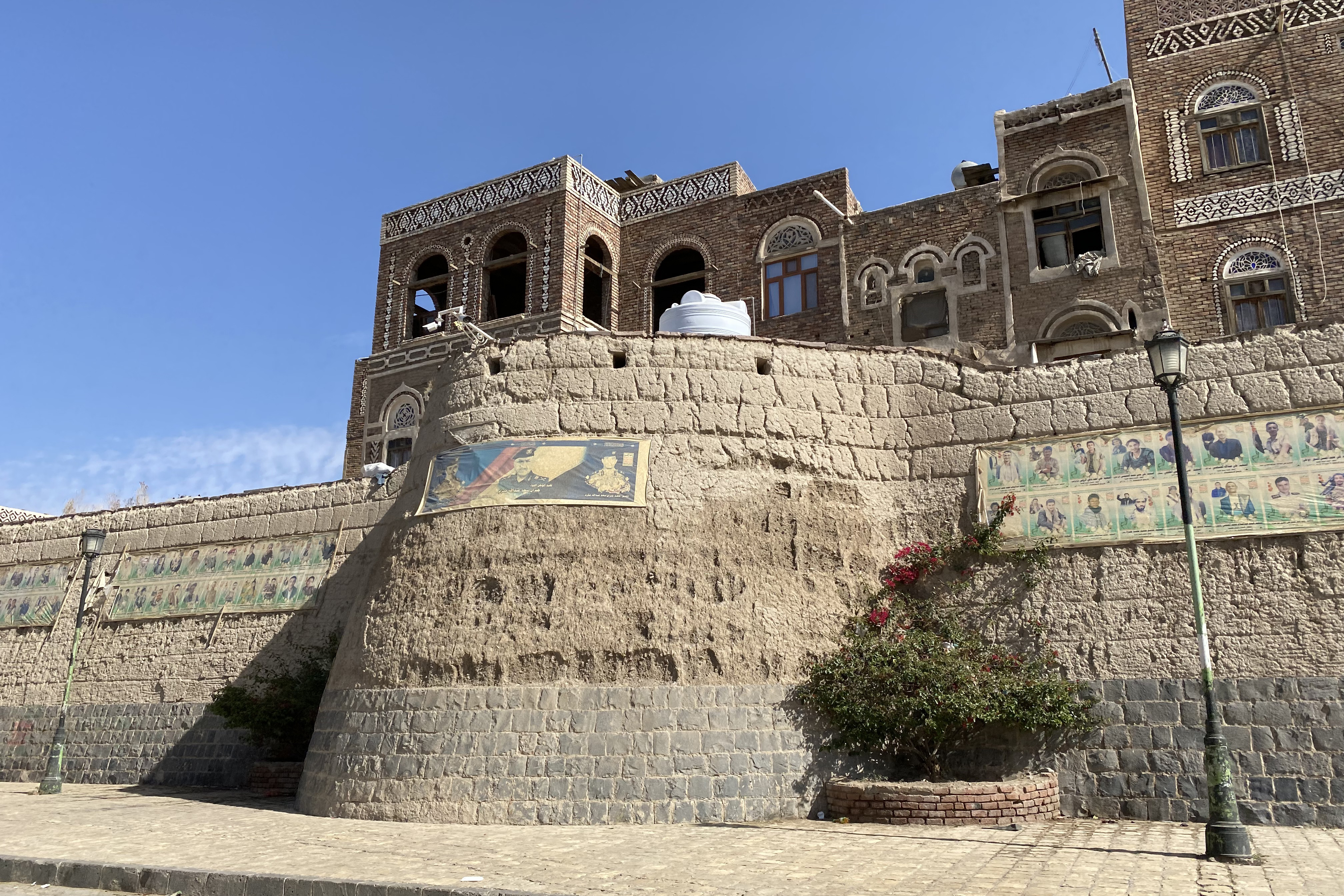Posters of dead fighters on the walls of Sanaa Old City in Yemen
