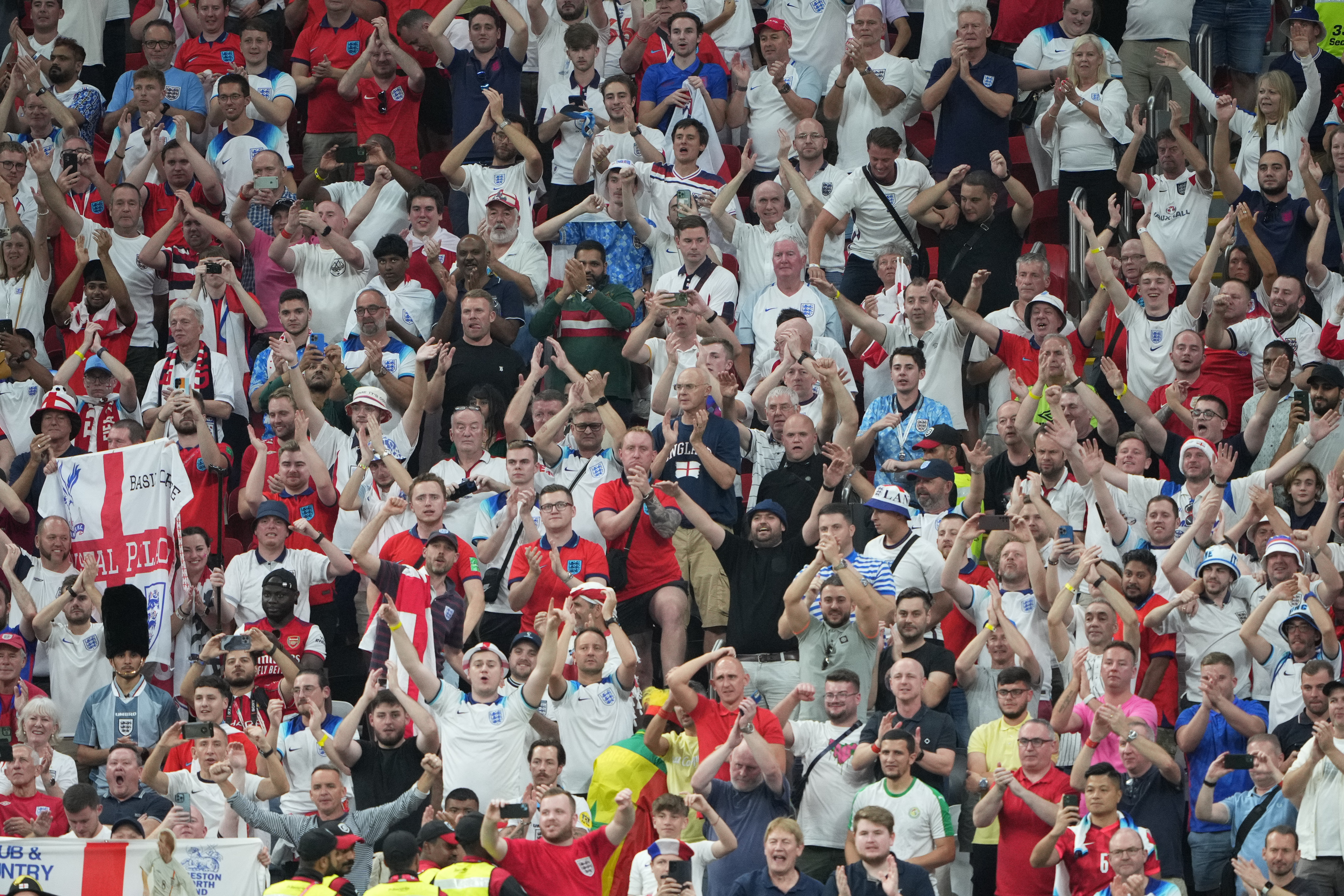 England fans celebrating their victory