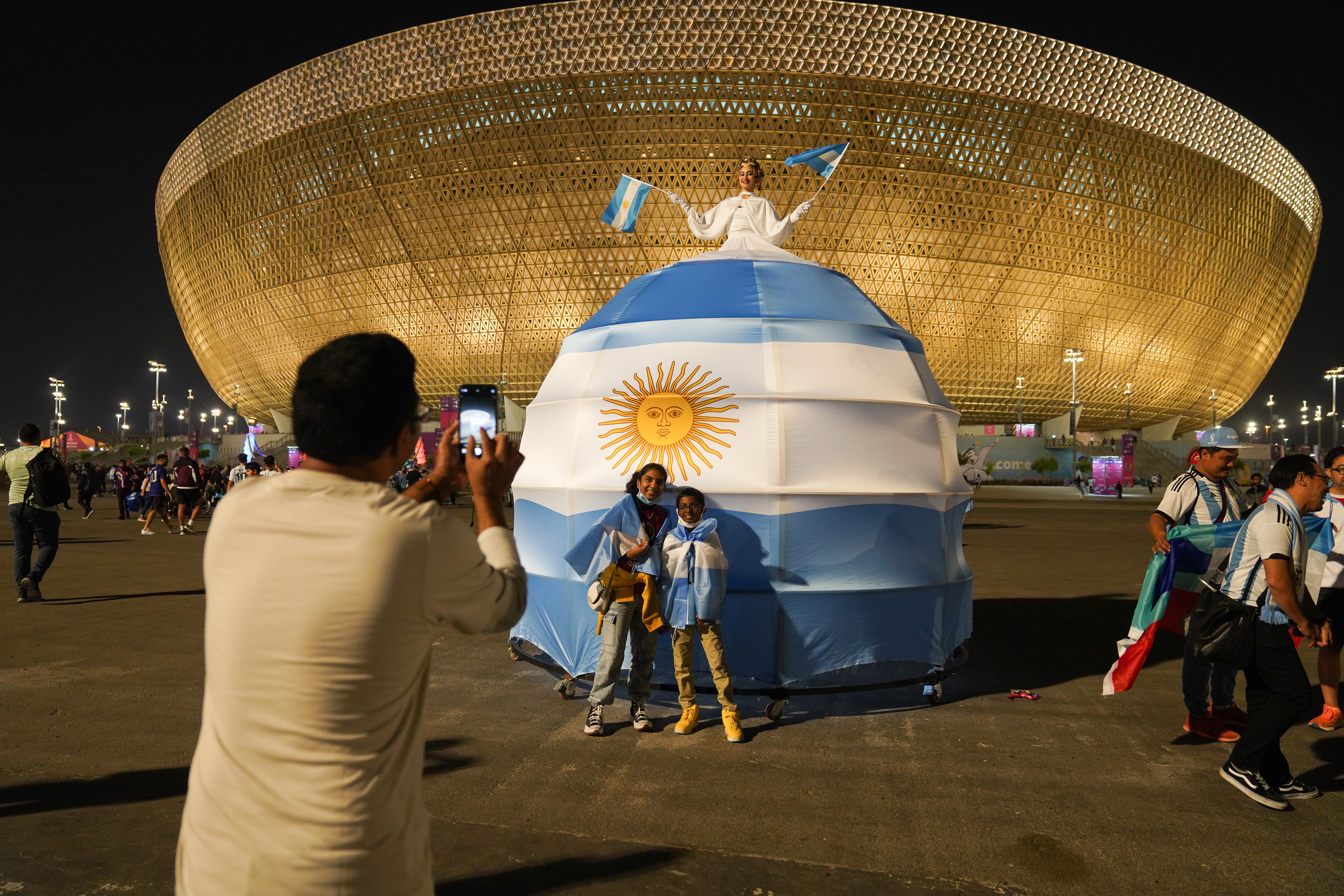 Argentina fans gather outside Lusail Stadium