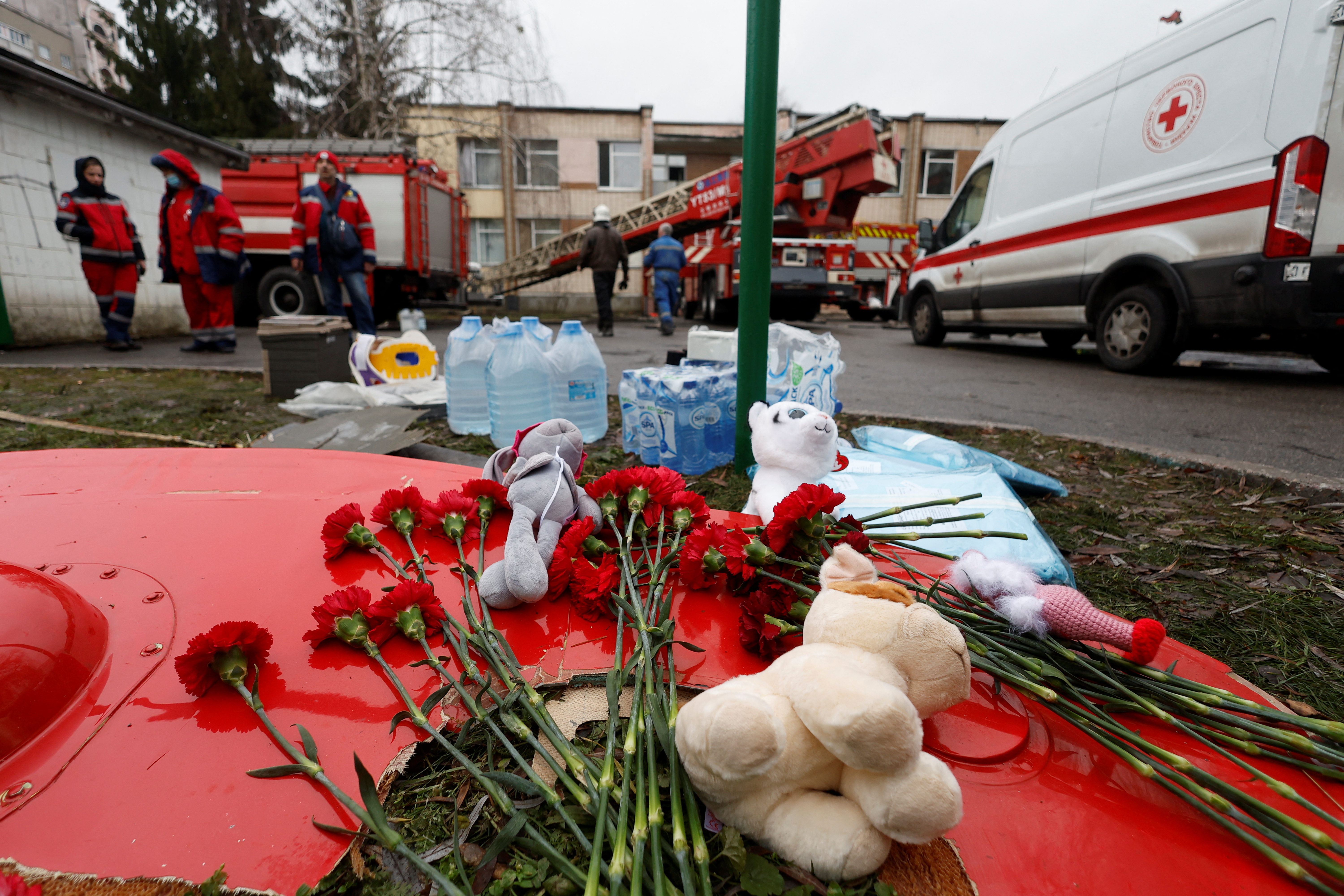 Tributes are left at the site of the helicopter crash