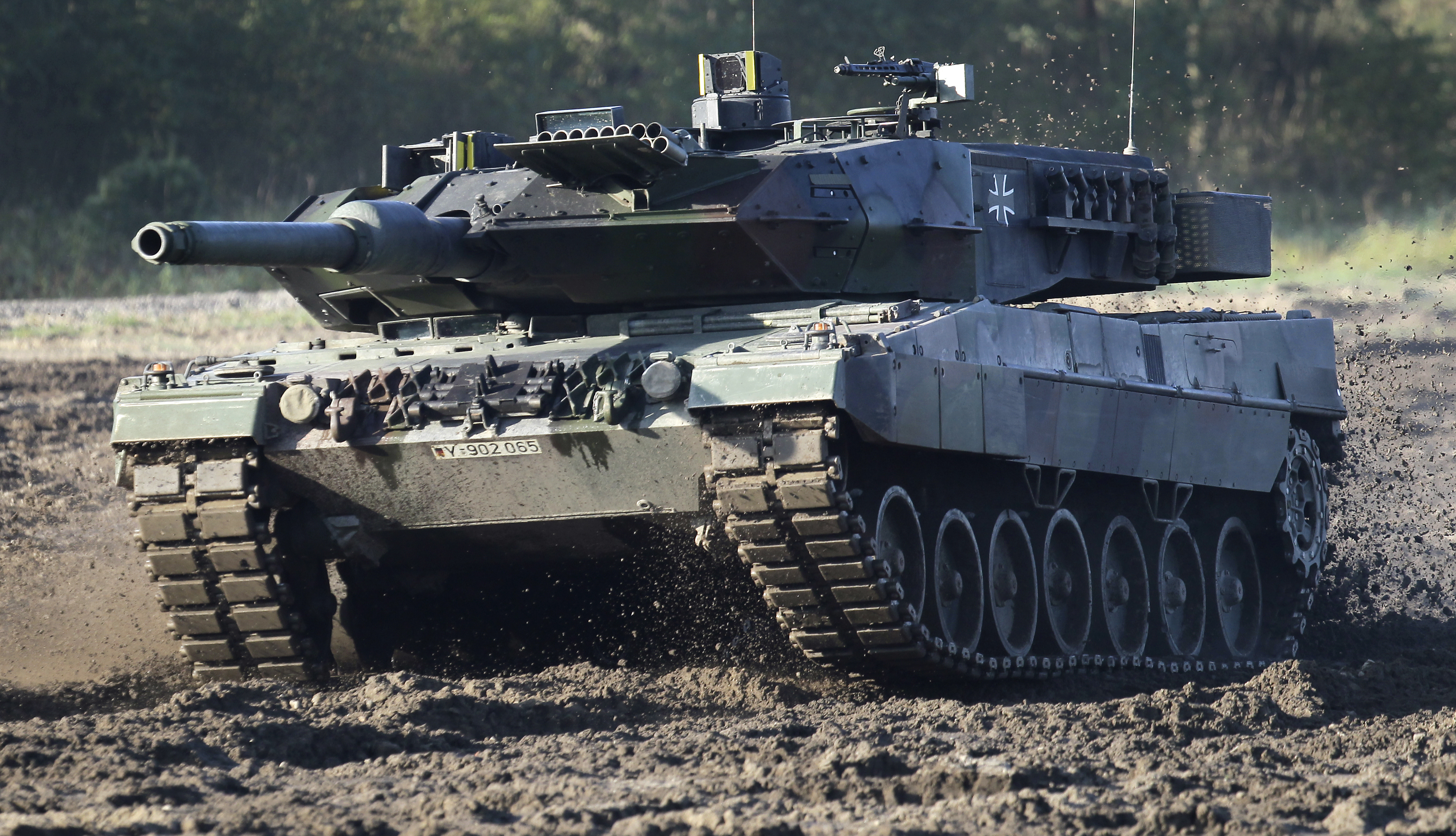 A Leopard 2 tank is pictured during a demonstration event held for the media by the German Bundeswehr in Munster near Hannover, Germany, September 28, 2011 [Michael Sohn, AP Photo]