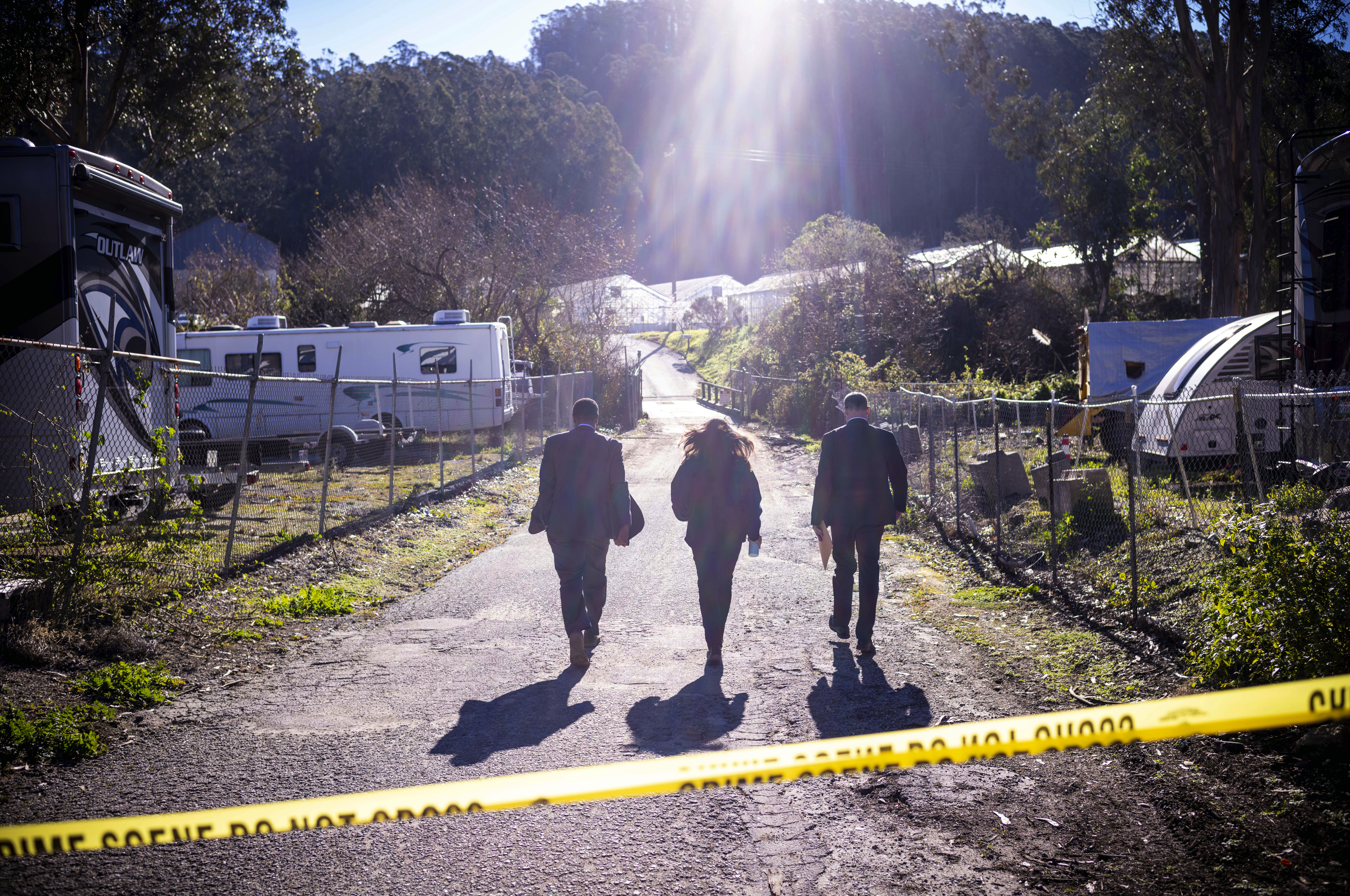 Law enforcement visit the site of a mass shooting in northern California