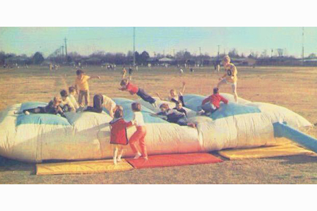 One of John T Scurlock’s early prototypes of the ‘space pillow’ [Courtesy of Space Walk Inflatables]