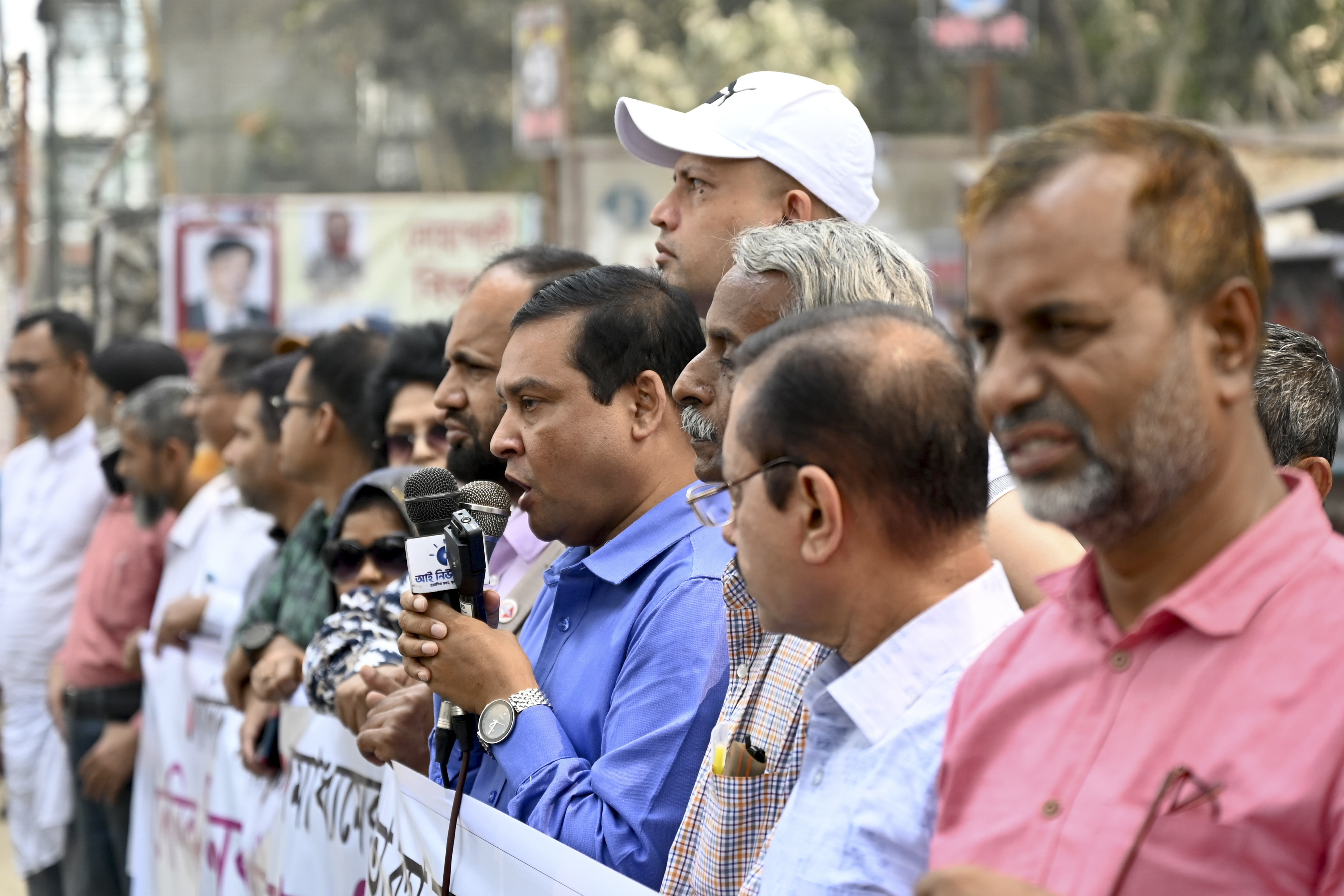 Journalists of Dainik Dinkal publication holding a rally in Dhaka
