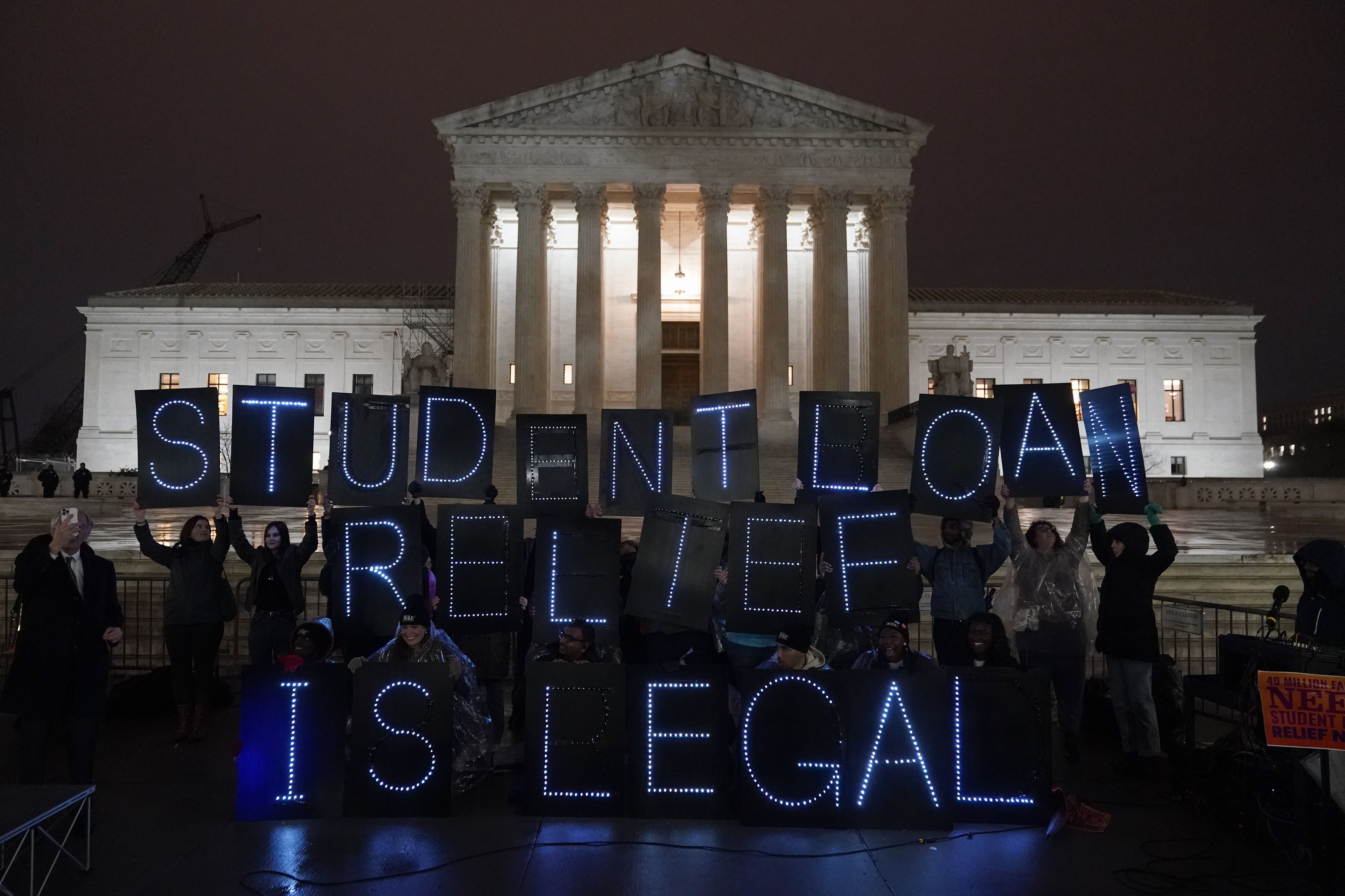 Protesters rally for student debt relief outside the US Supreme Court ahead of arguments over President Joe Biden’s student debt relief plan