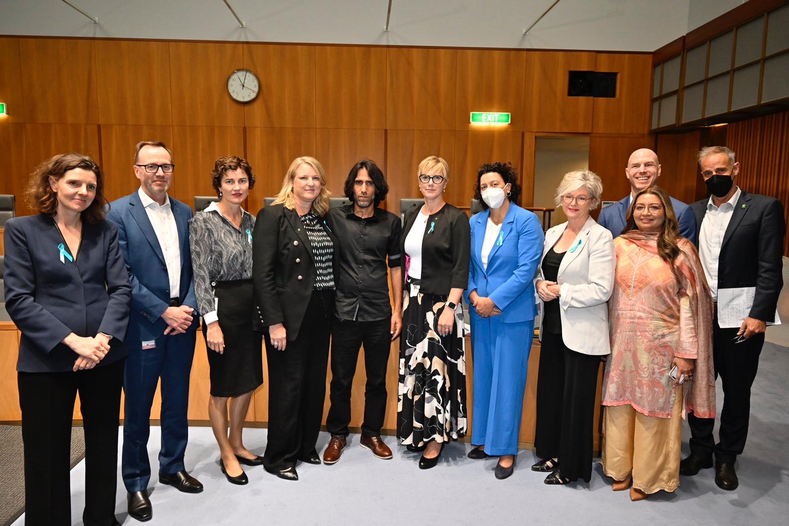Behrouz Boochani, who now lives in New Zealand, visited Australia’s parliament on Tuesday to give support to a Greens Party bill to free the remaining refugees on Manus [Courtesy of Auspic]