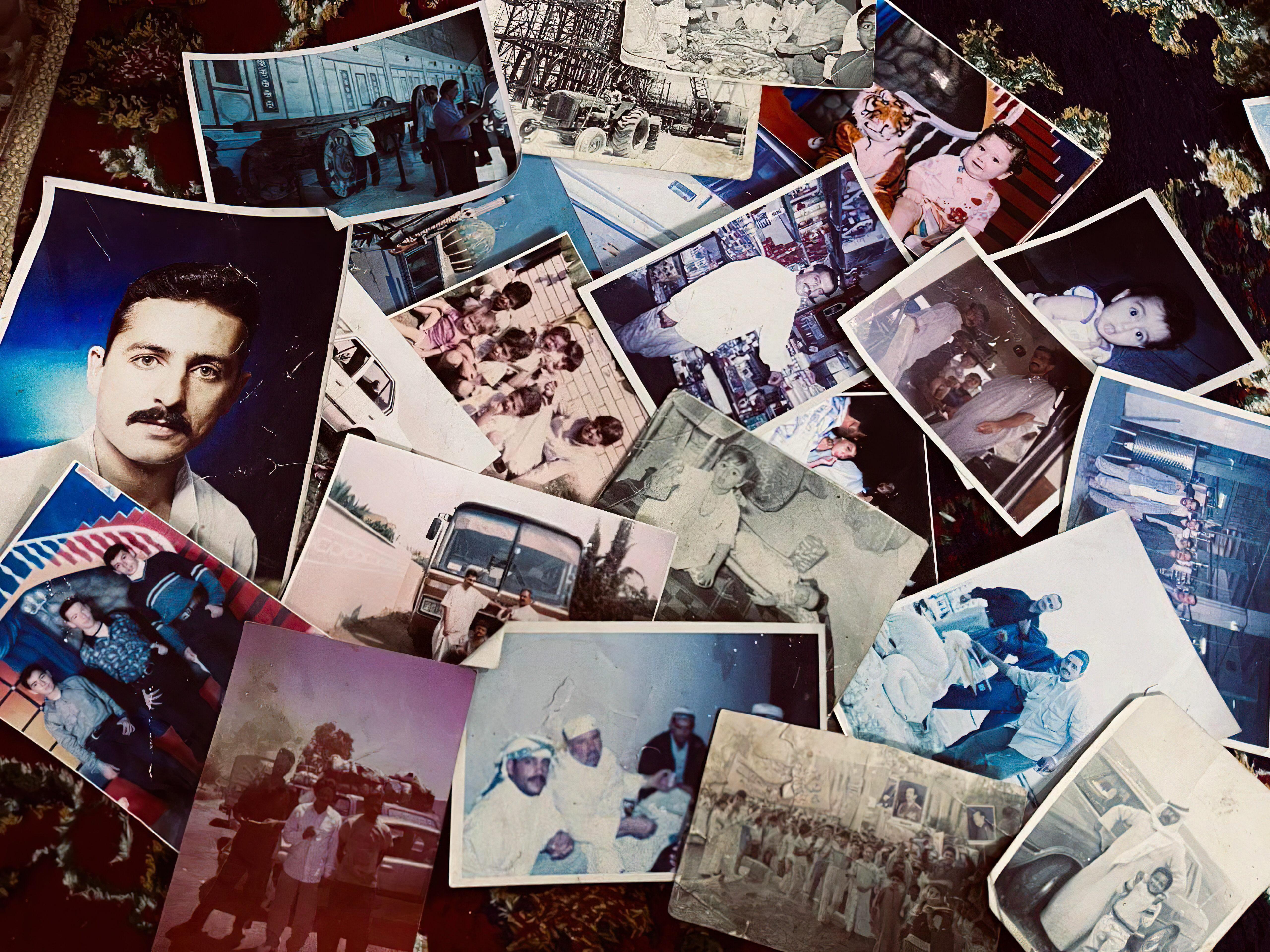 Photographs of Laith and his family, including his father Louay, left, who was killed when Laith was six months old [Photo courtesy of Laith Louay]
