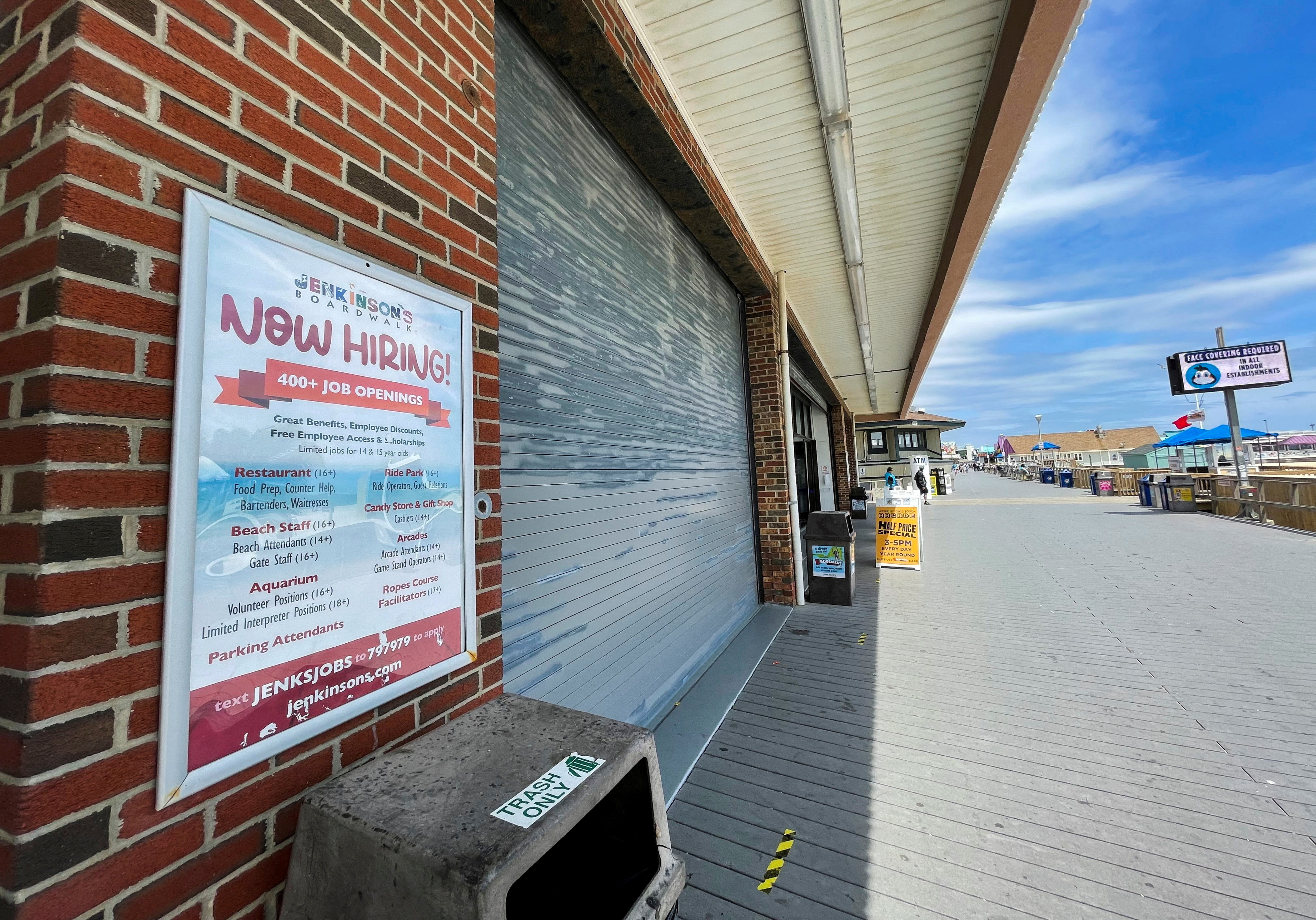 A sign advertising job openings in New Jersey