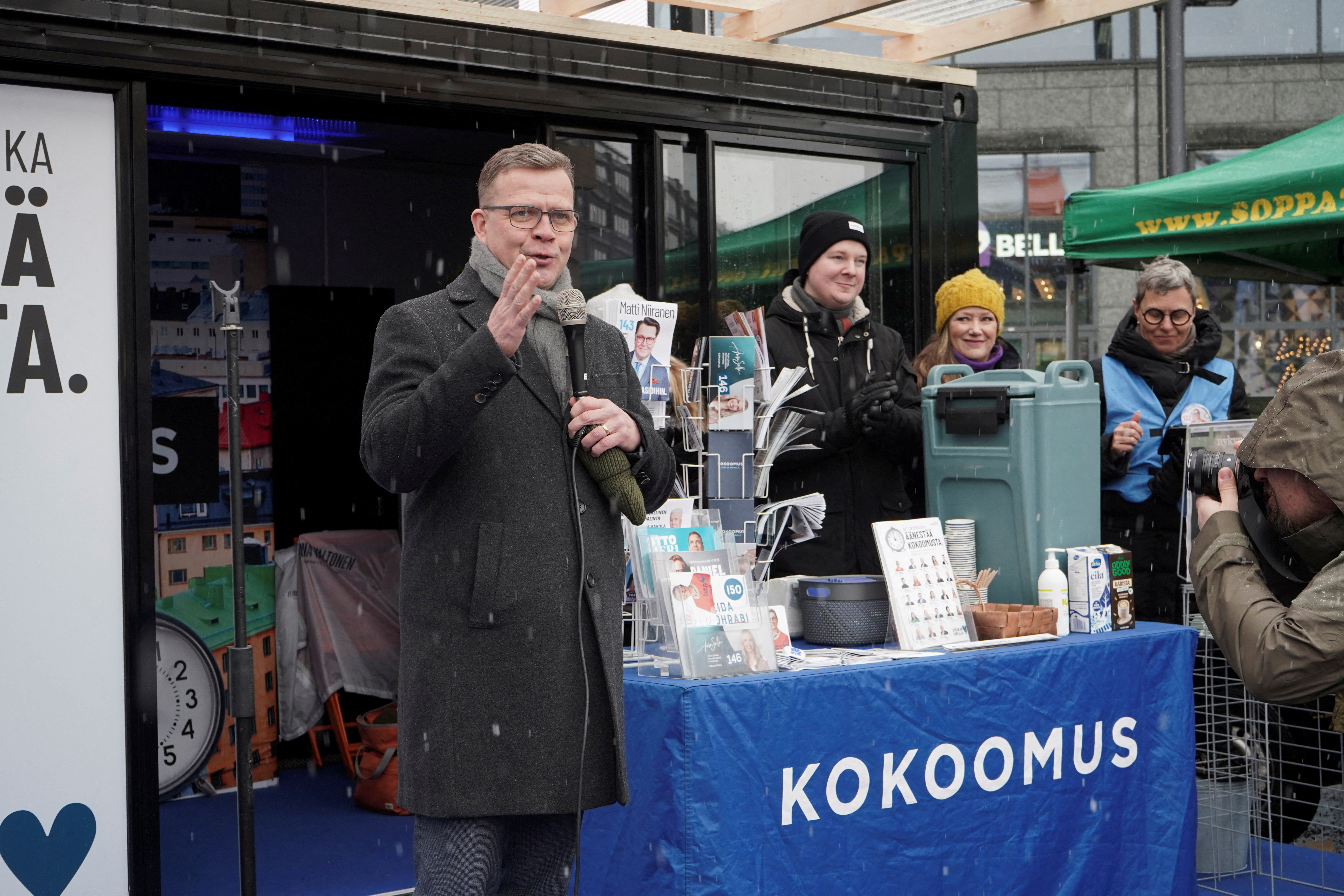Petteri Orpo, Leader of the National Coalition Party of Finland that leads in polls ahead of the upcoming general elections on April 2