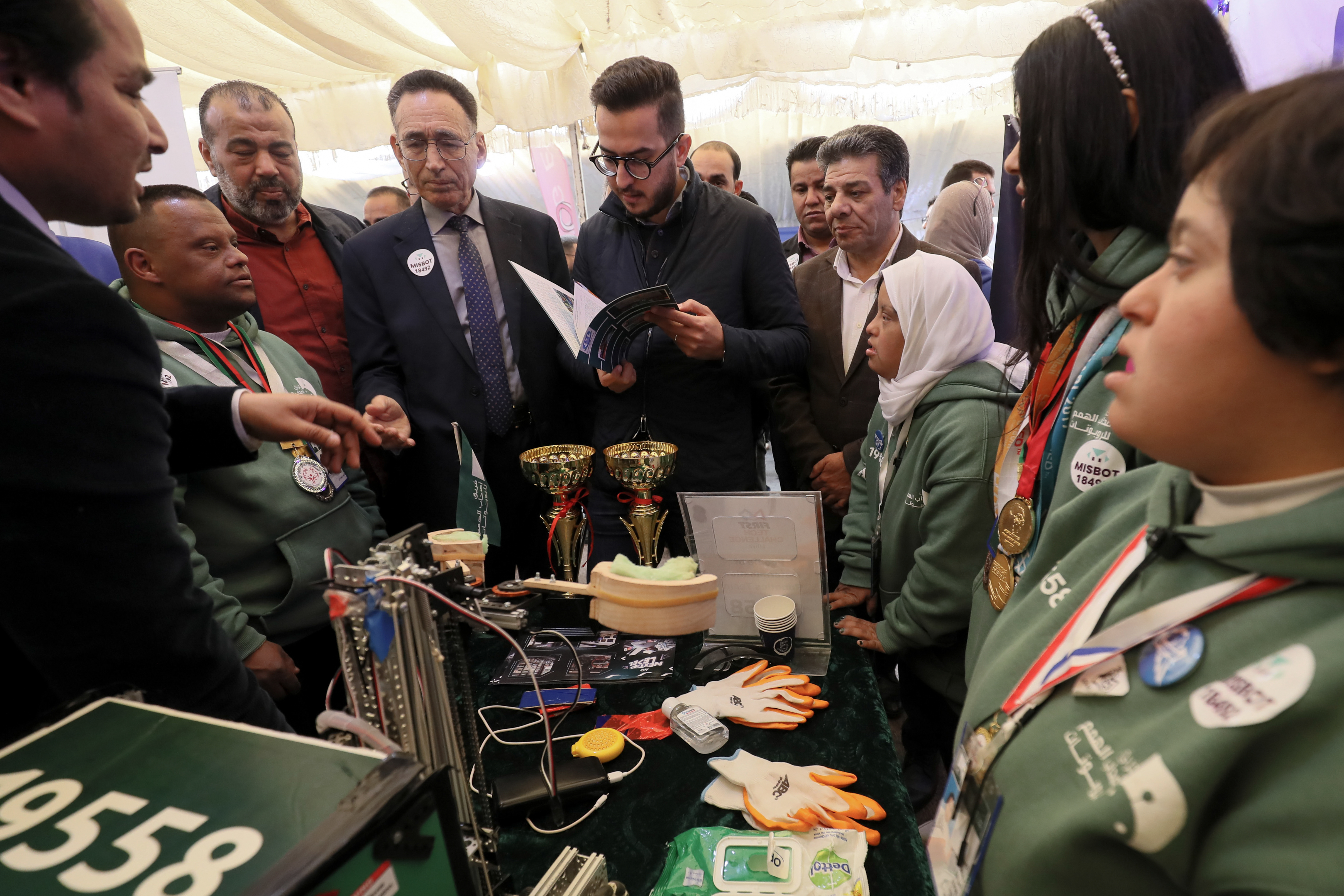 Libyans attend a robotics competition at school in Tripoli on March 4, 2023