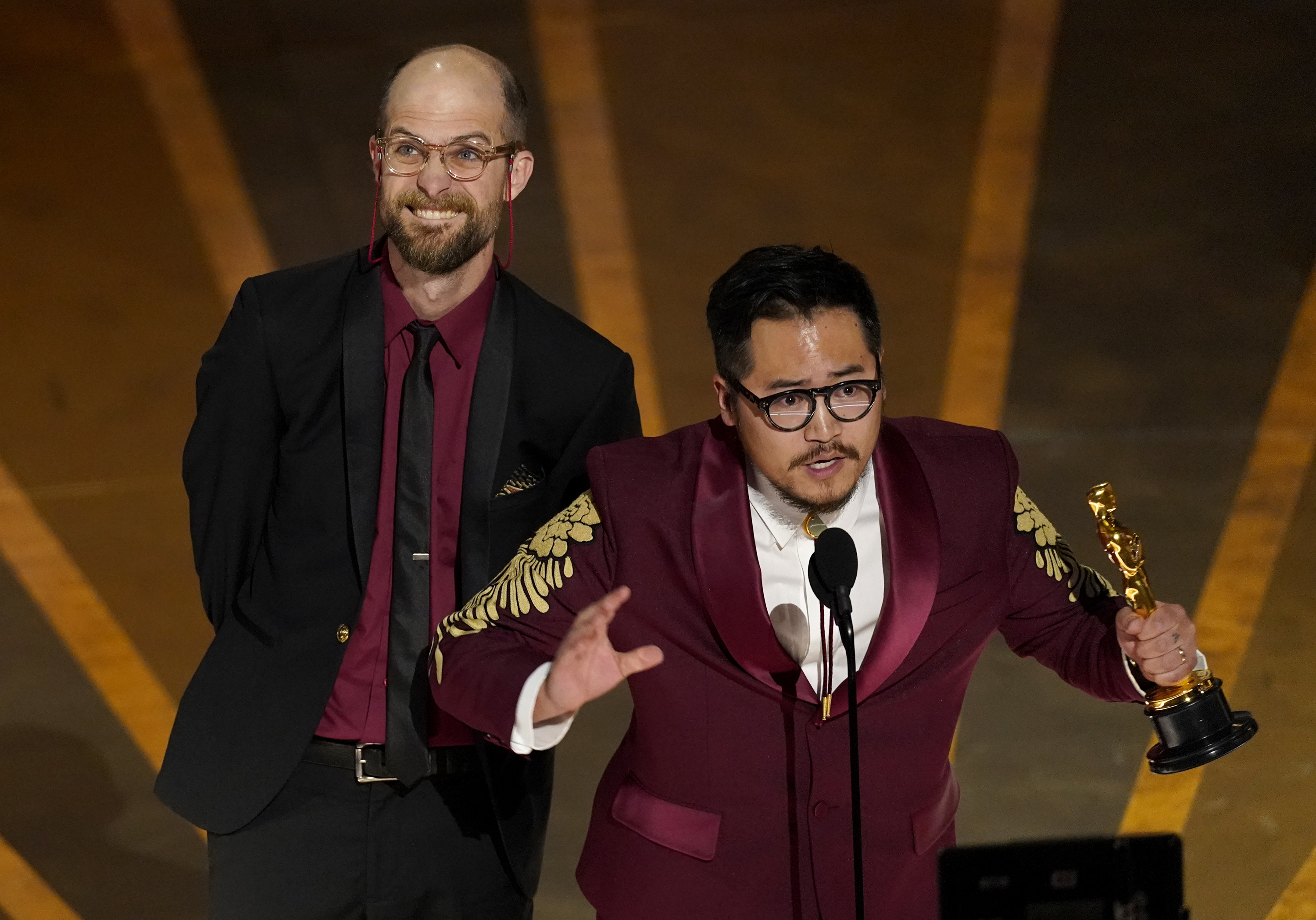 Daniel Scheinert (left) and Daniel Kwan scored big wins for best screenplay, director and picture