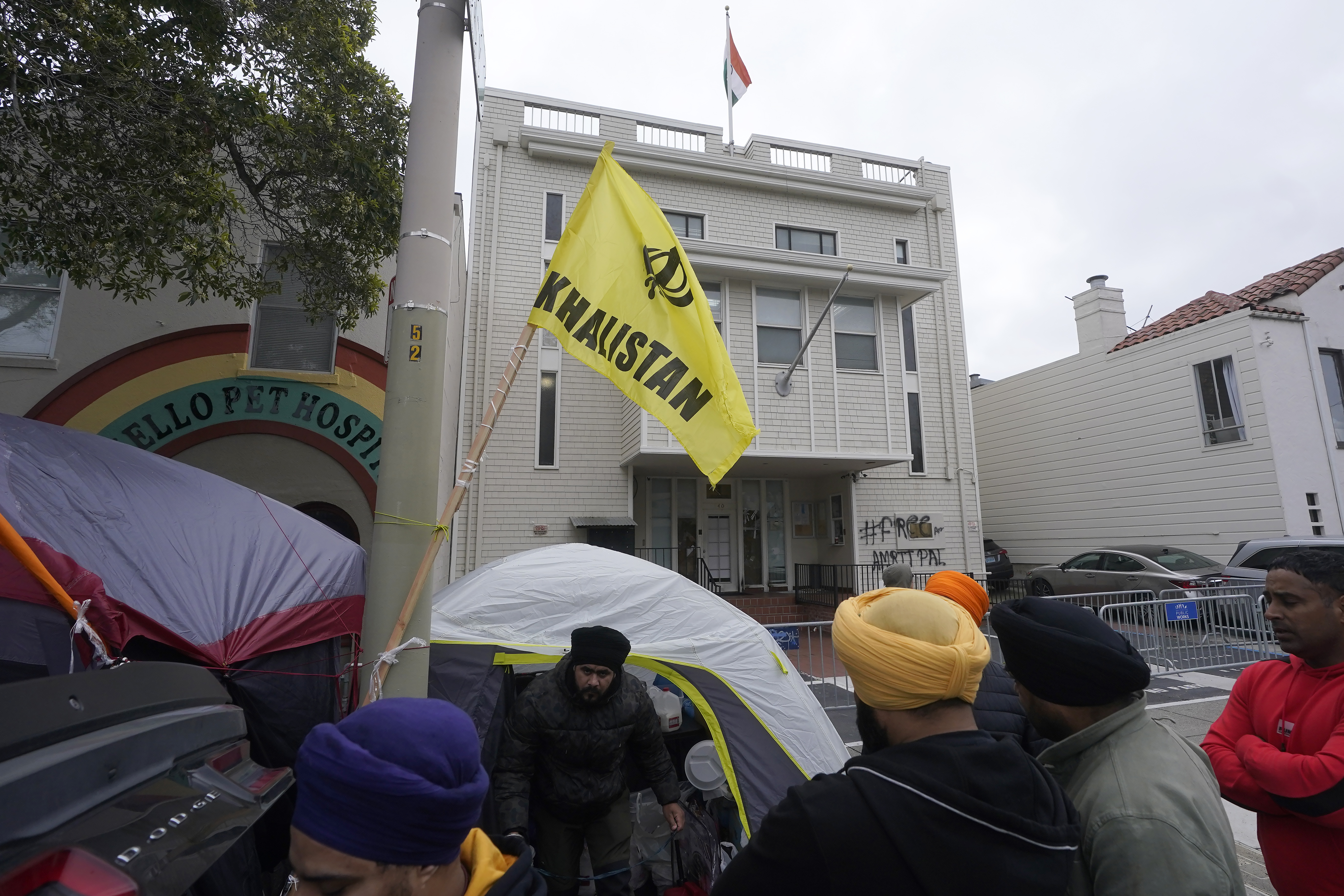 Protesters outside the Consulate General of India in San Francisco