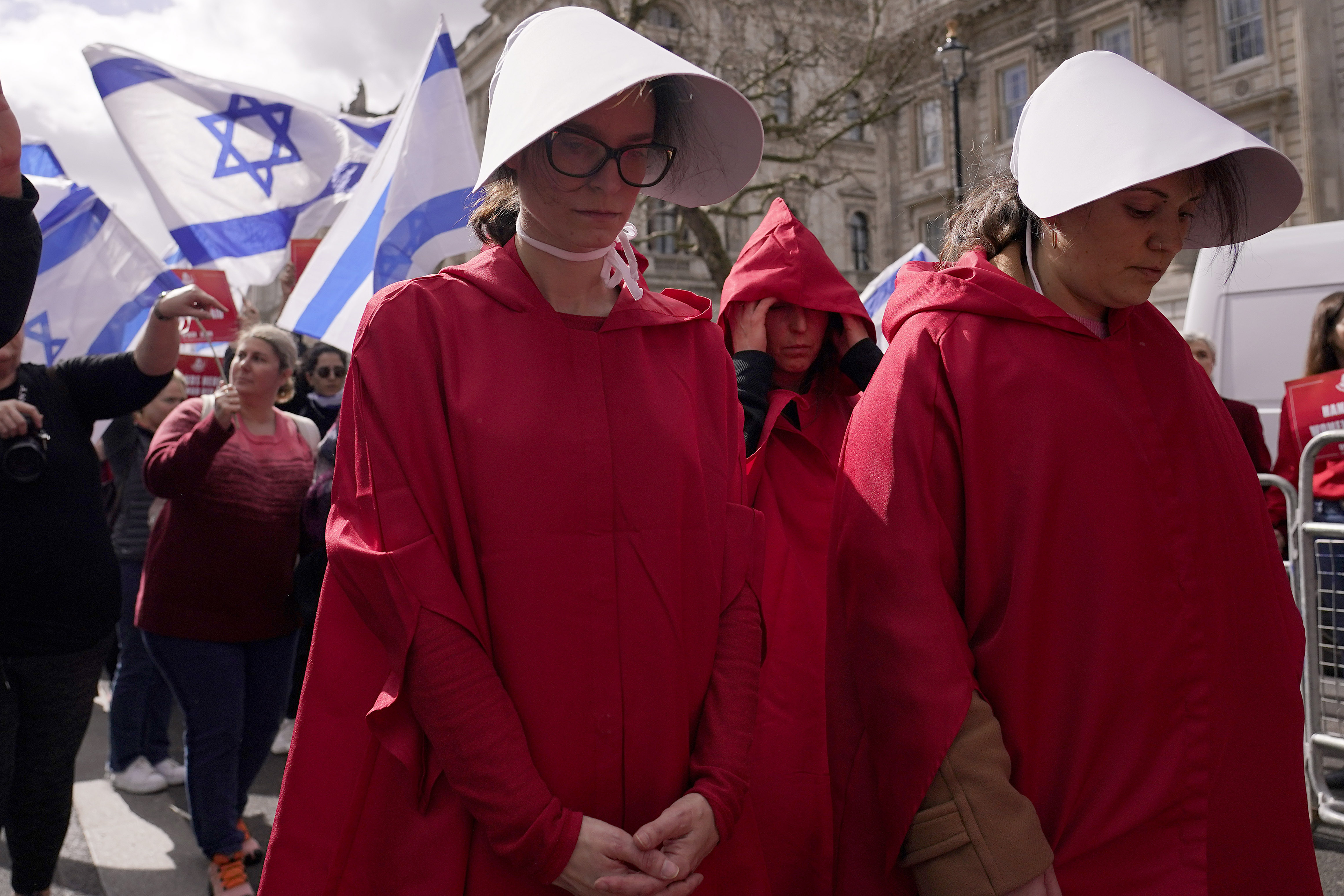 Protesters demonstrate during a visit of Israeli Prime Minister Benjamin Netanyahu to London on March 24, 2023