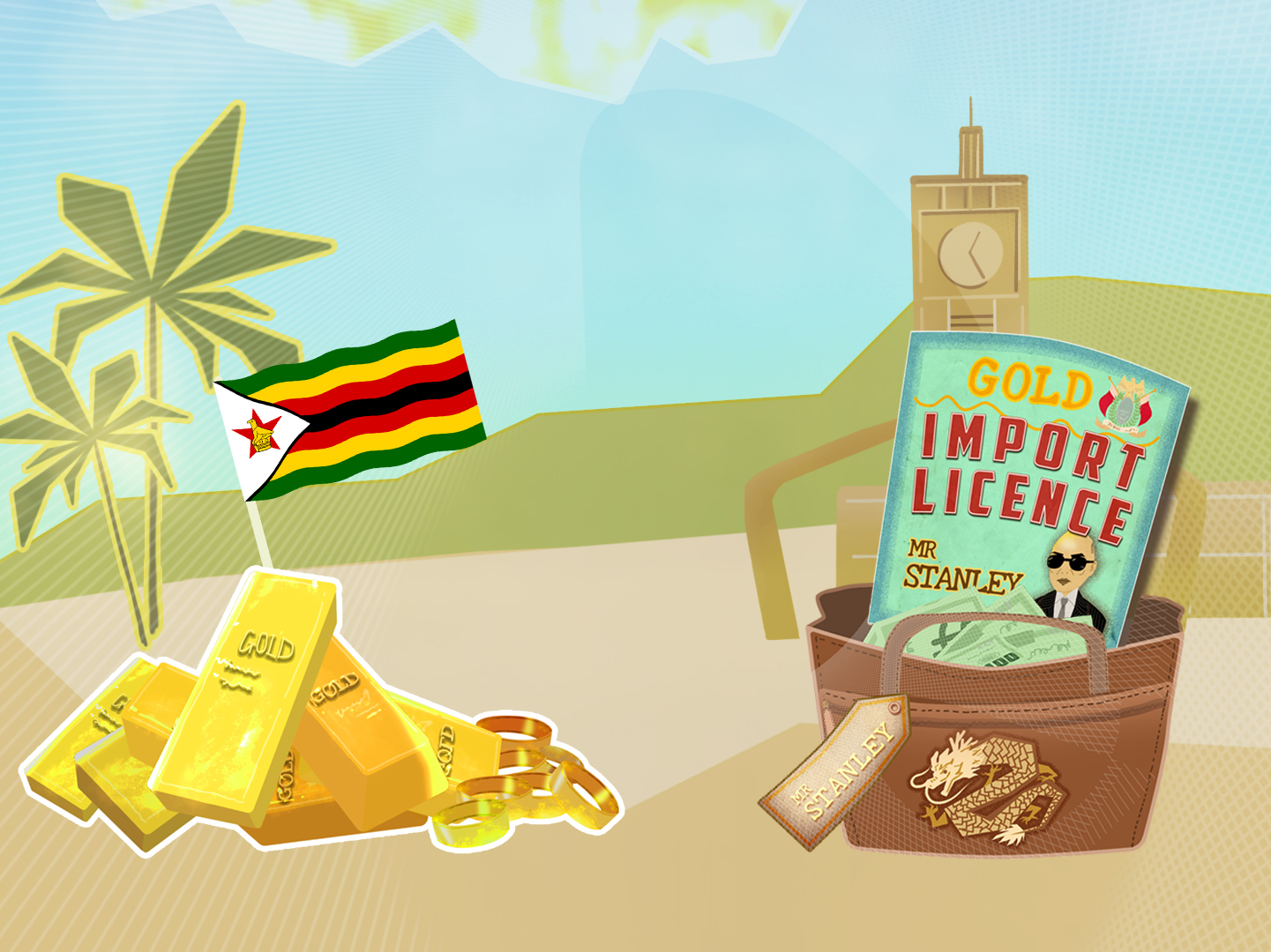 What is Gold Mafia image shower a pile of gold and a gold import licence.