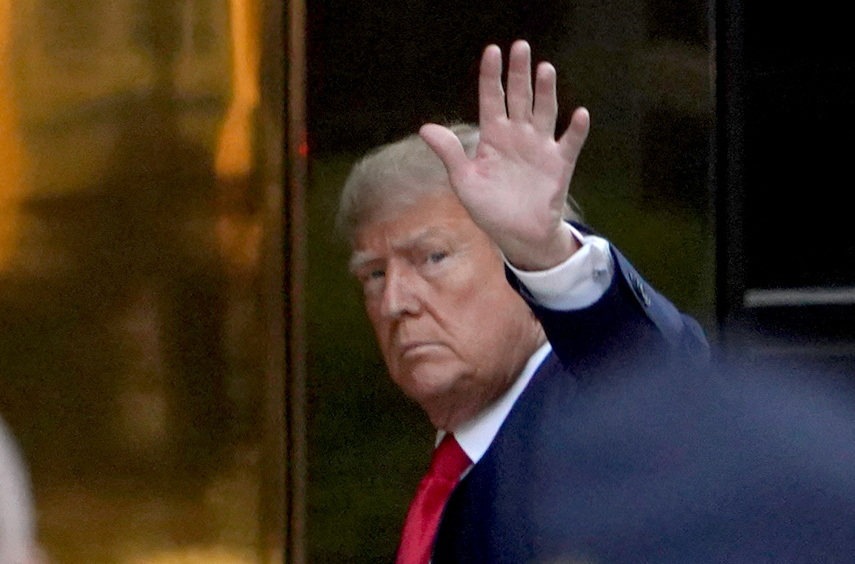 Former U.S. President Donald Trump arrives at Trump Tower, after his indictment by a Manhattan grand jury following a probe into hush money paid to porn star Stormy Daniels, in New York City