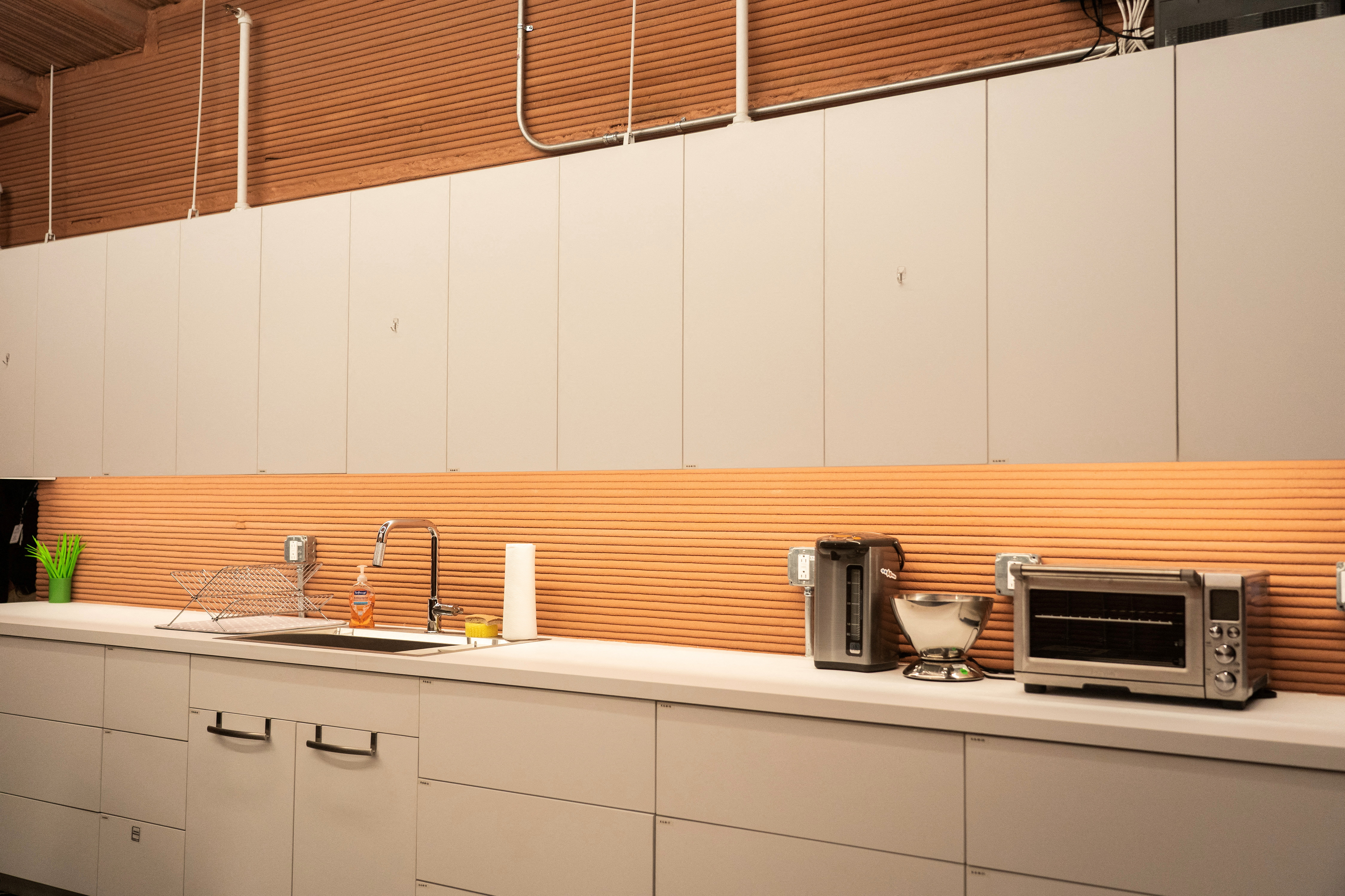 A kitchen area is seen inside the Mars Dune Alpha,