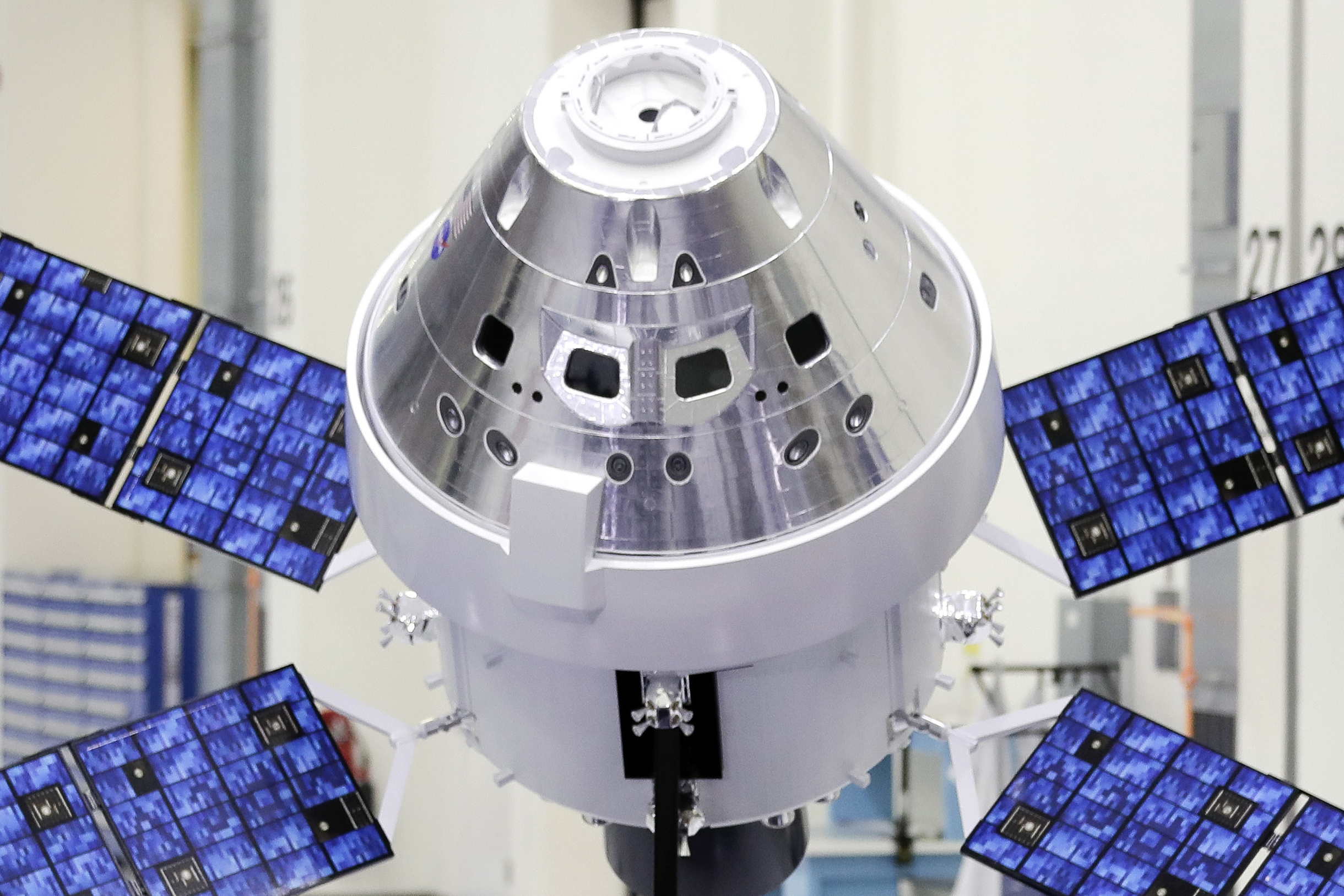 An Orion capsule, similar to the one pictured here in 2018, will carry the four Artemis II astronauts on a journey around the moon