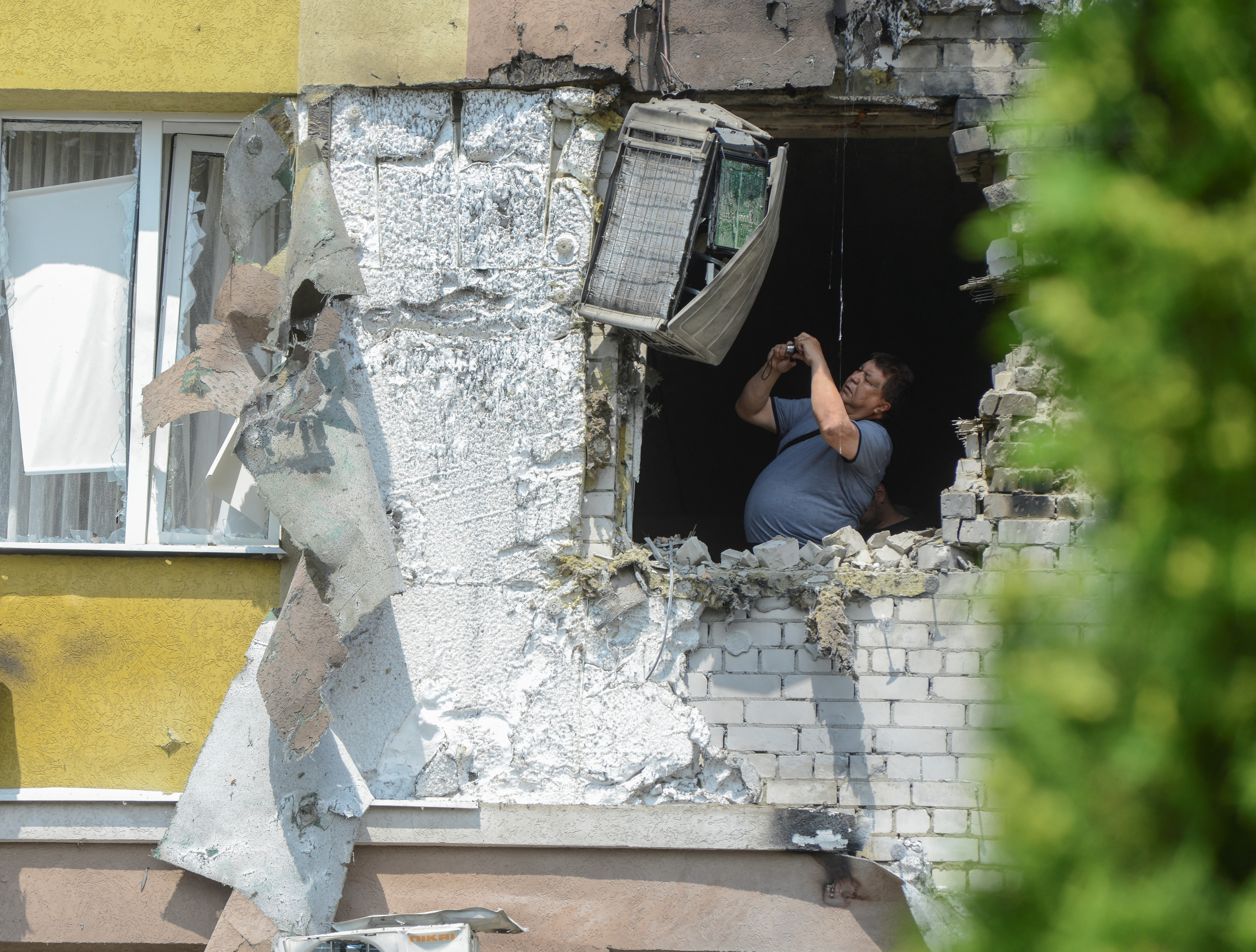 A damaged building