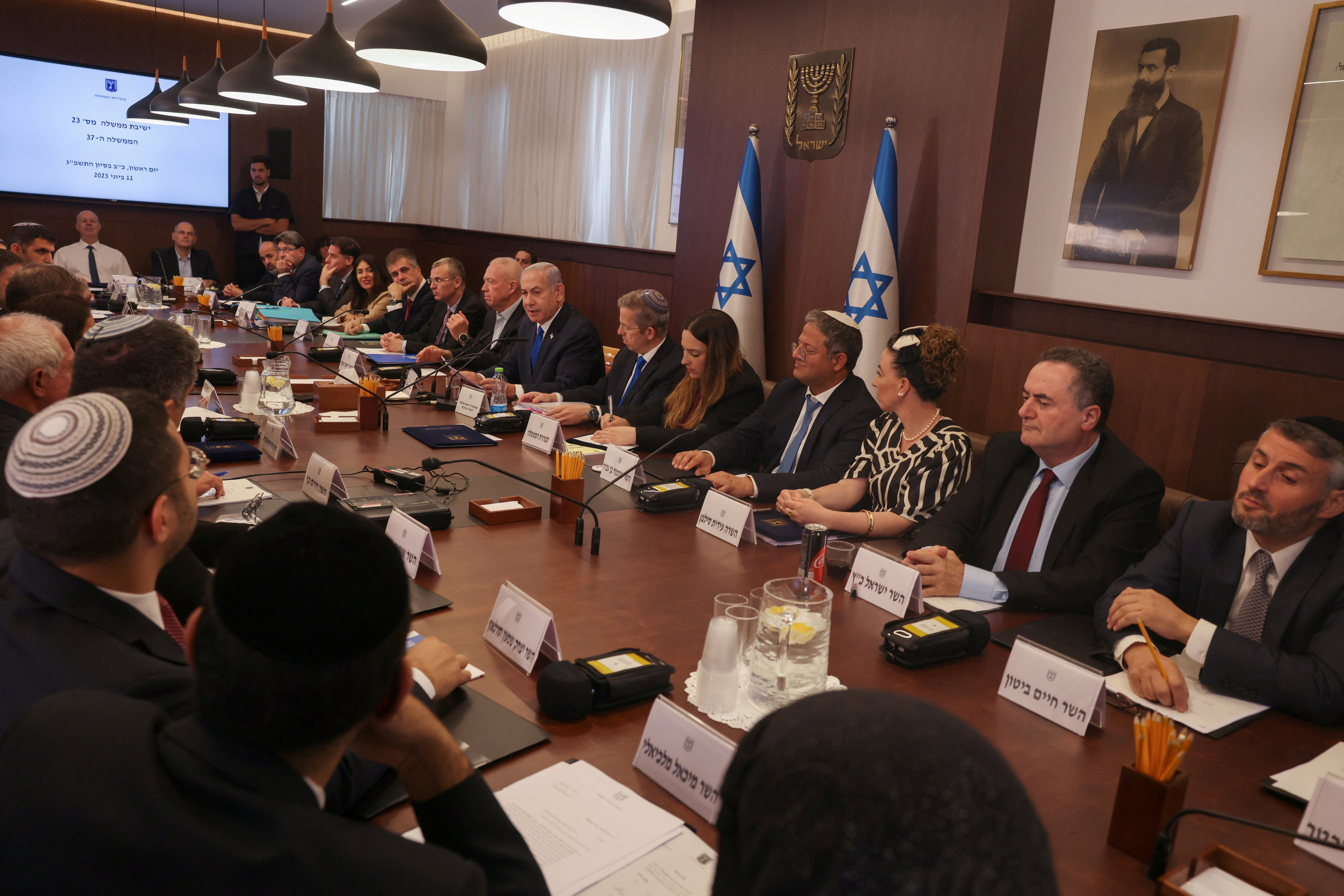Netanyahu chairs a cabinet meeting on June 11, 2023