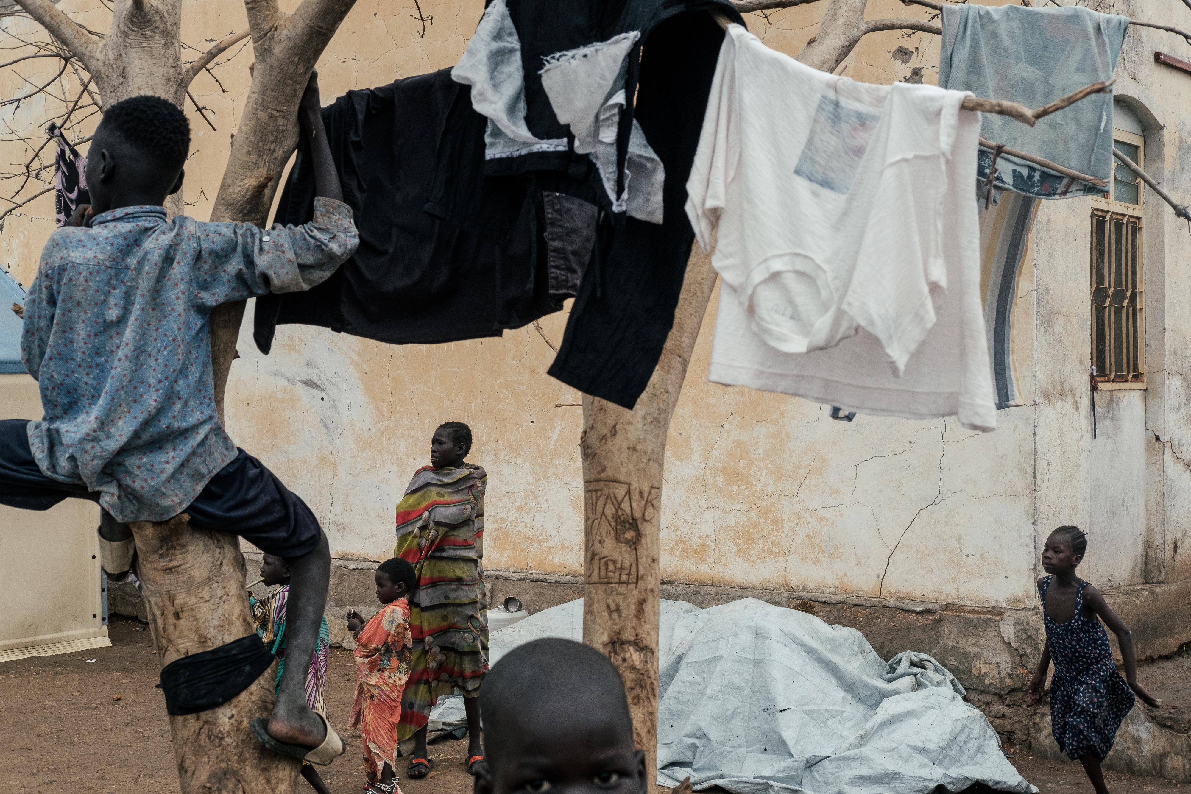 Returnees staying at the transit centre in Renk