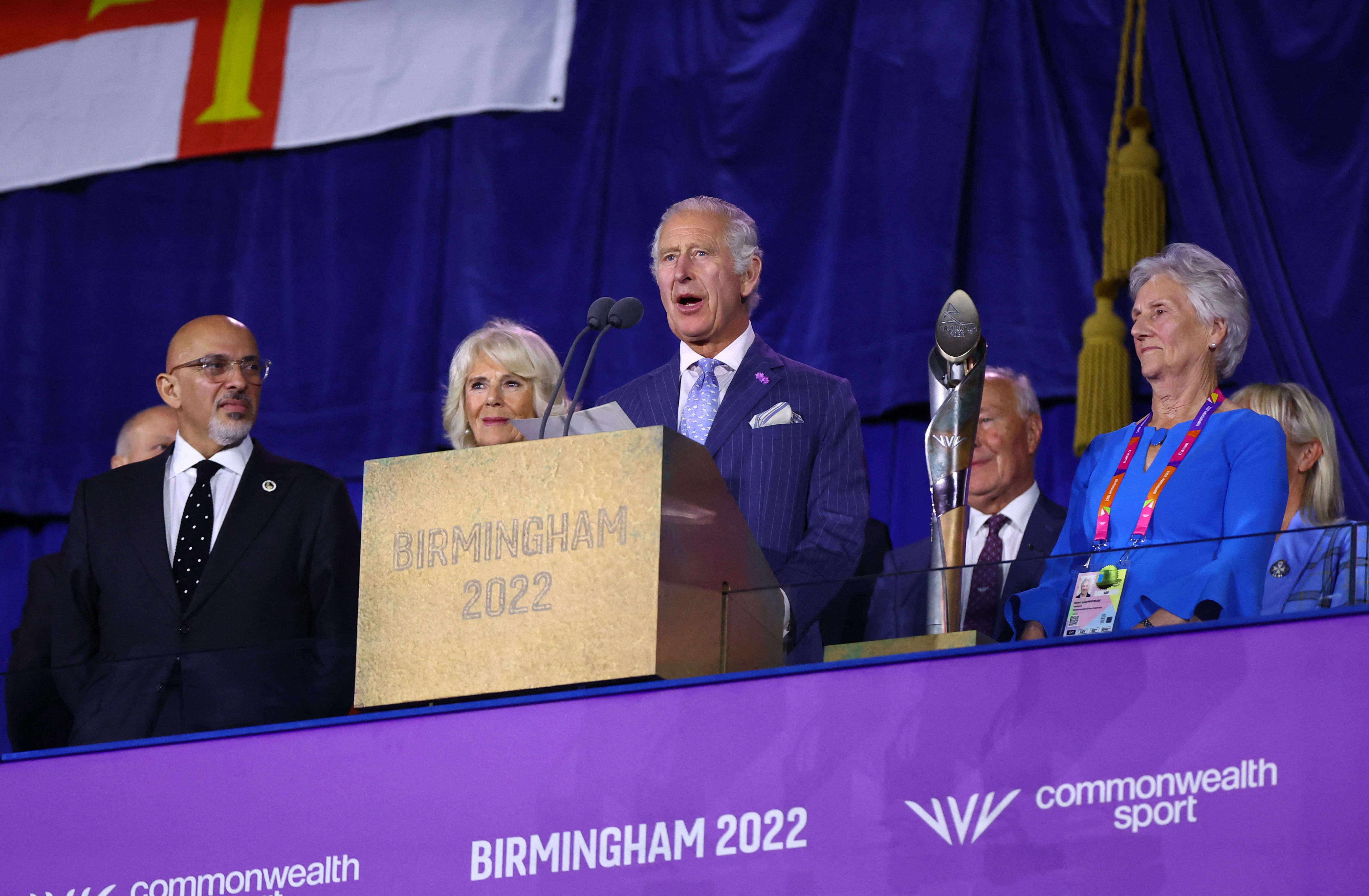 King Charles III speaks at the Commonwealth Games Opening Ceremony at Alexander Stadium, Birmingham, Britain on July 28, 2022