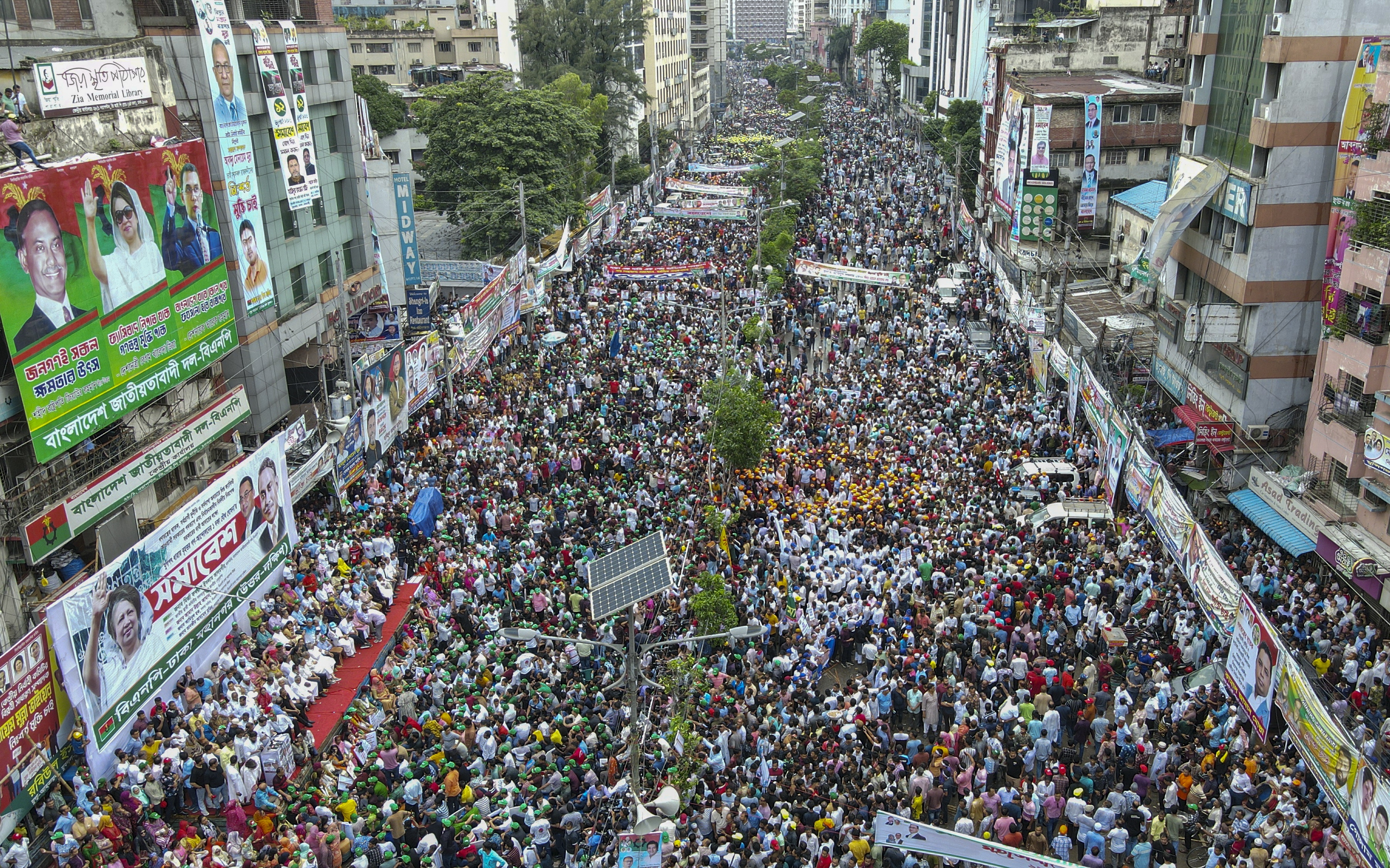 BNP supporters gather for a protest rally in Dhaka last week