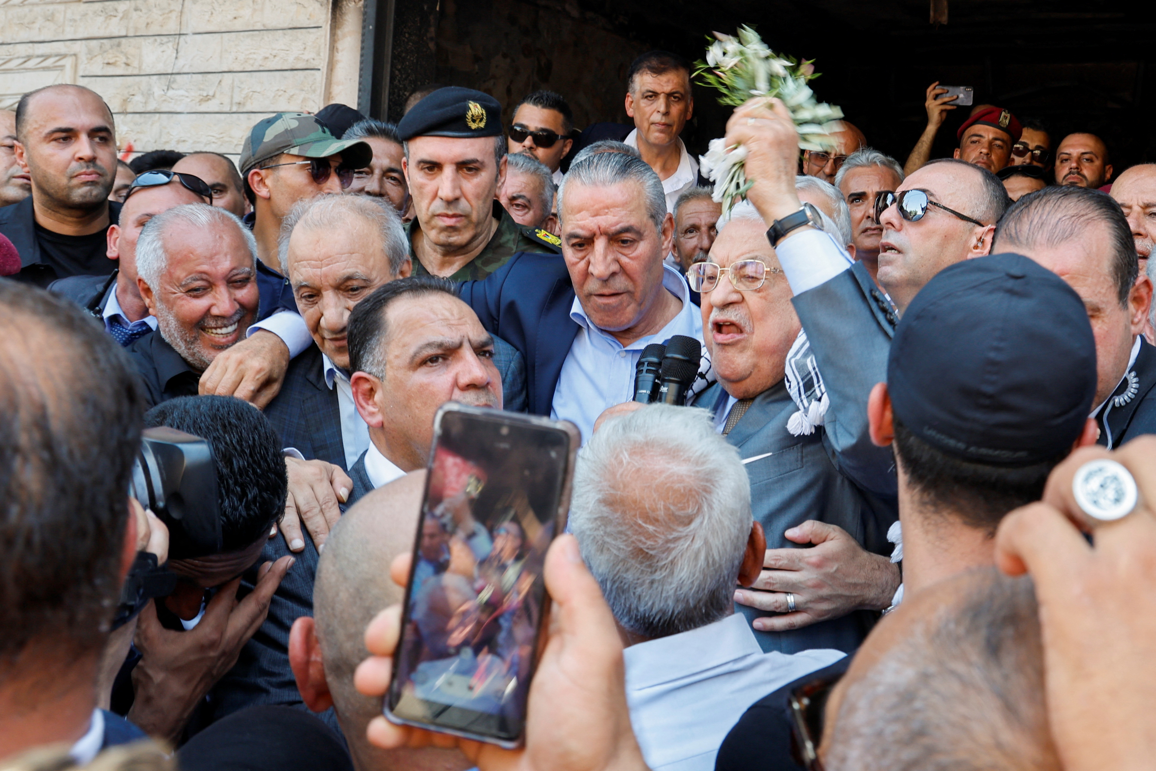 Palestinian President Mahmoud Abbas speaks