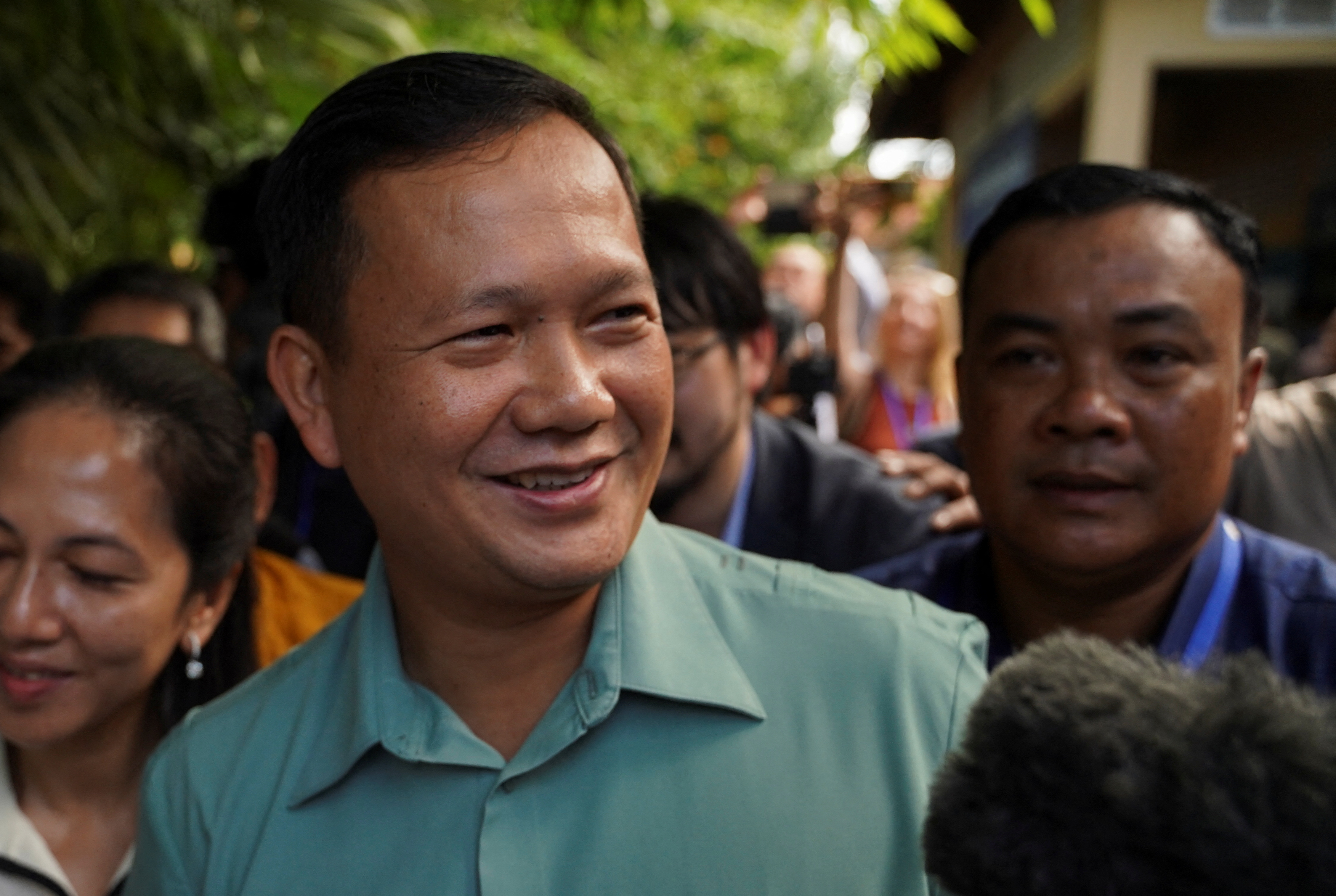 Hun Manet, son of Cambodia's Prime Minister Hun Sen is seen at a polling station on the day of Cambodia's general election, in Phnom Penh, Cambodia, July 23, 2023.