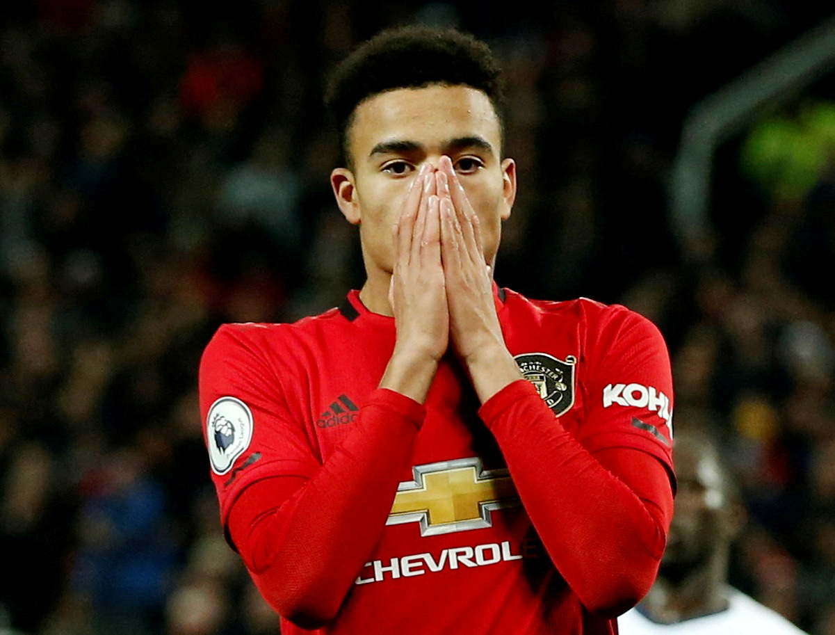 Manchester United's Mason Greenwood looks dejected after a missed chance