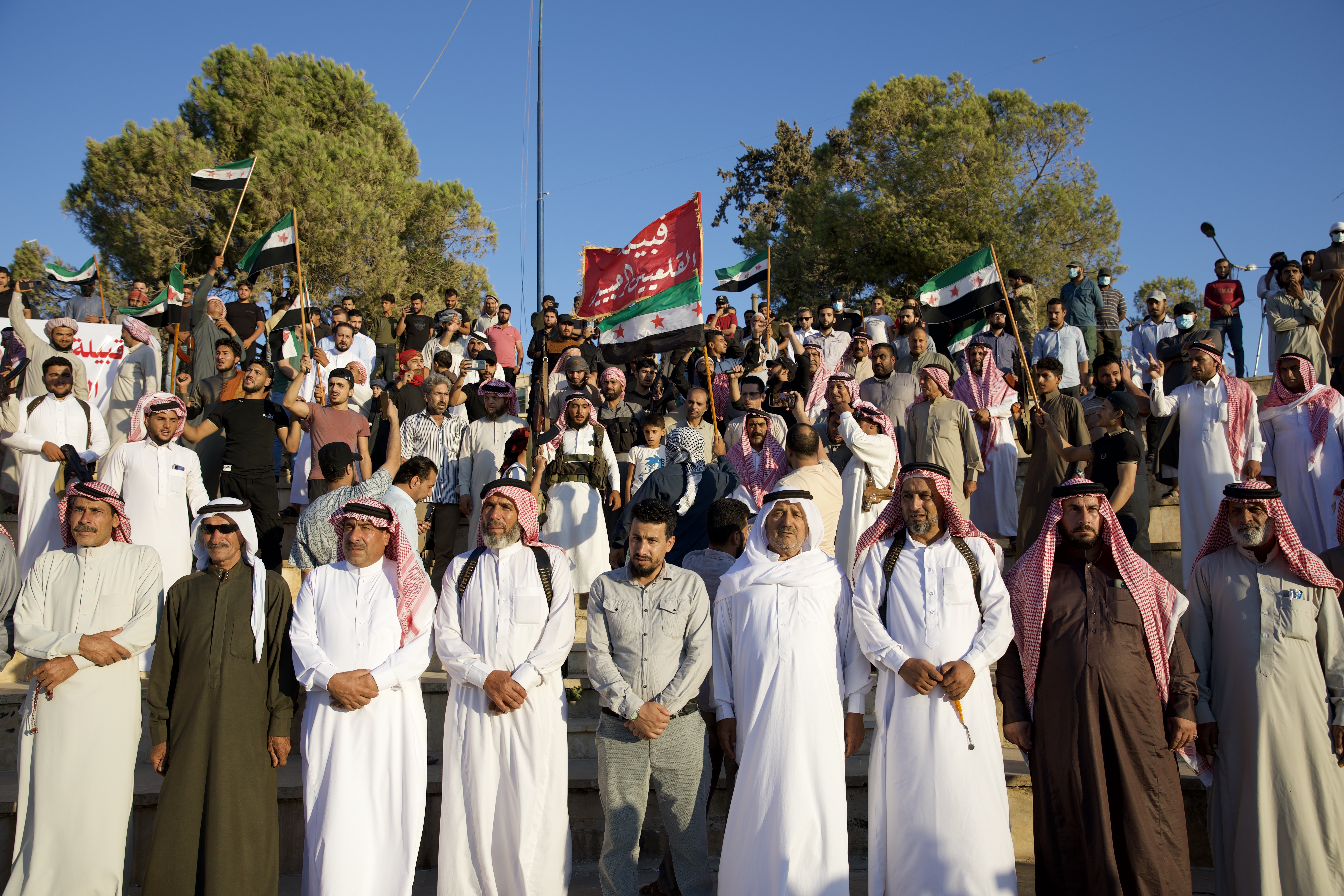 Protesters in Idlib