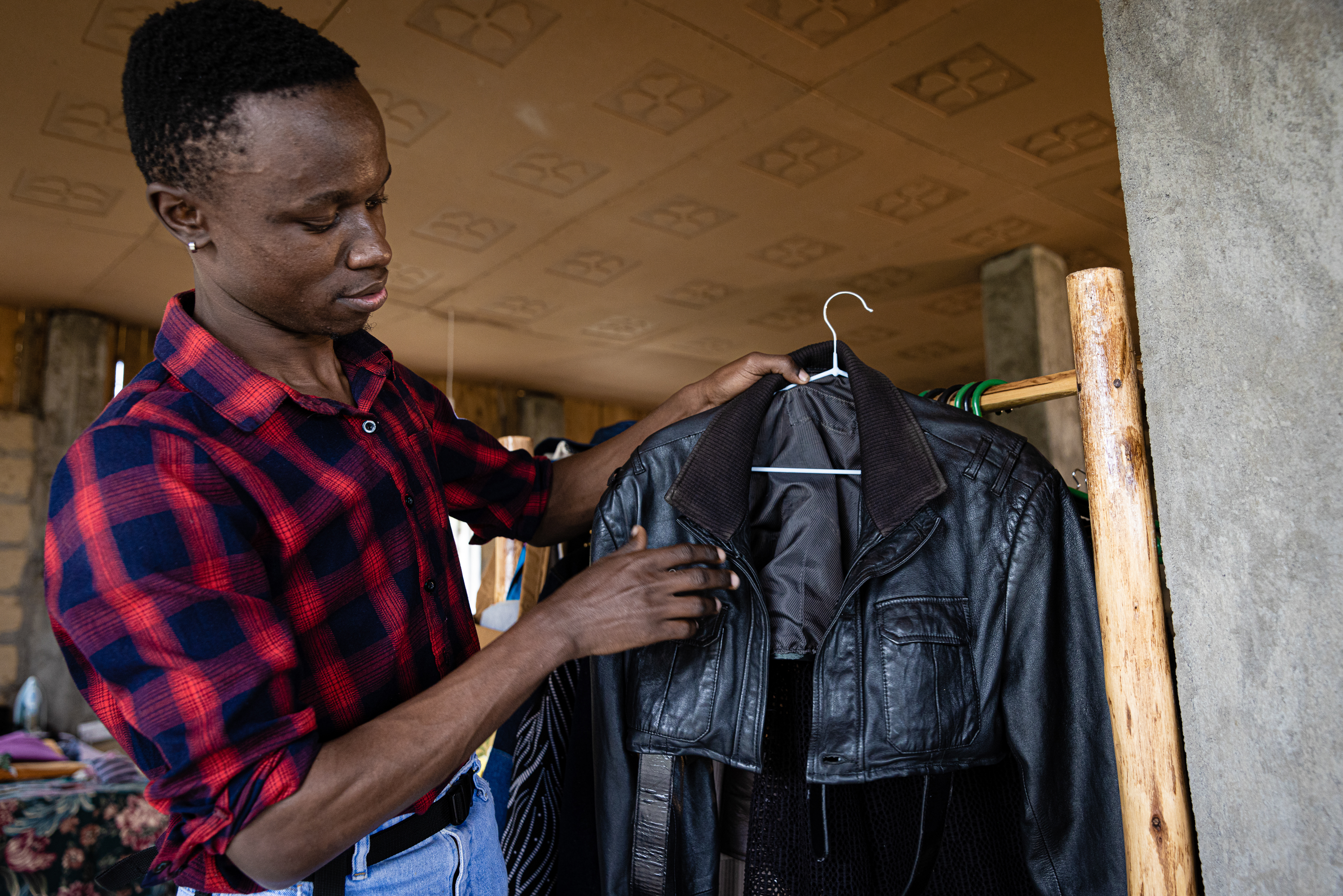Conde Tausi, a designer from the Maisha by Nisria Collective, started making clothes from items in his mother’s closet that she no longer wore.