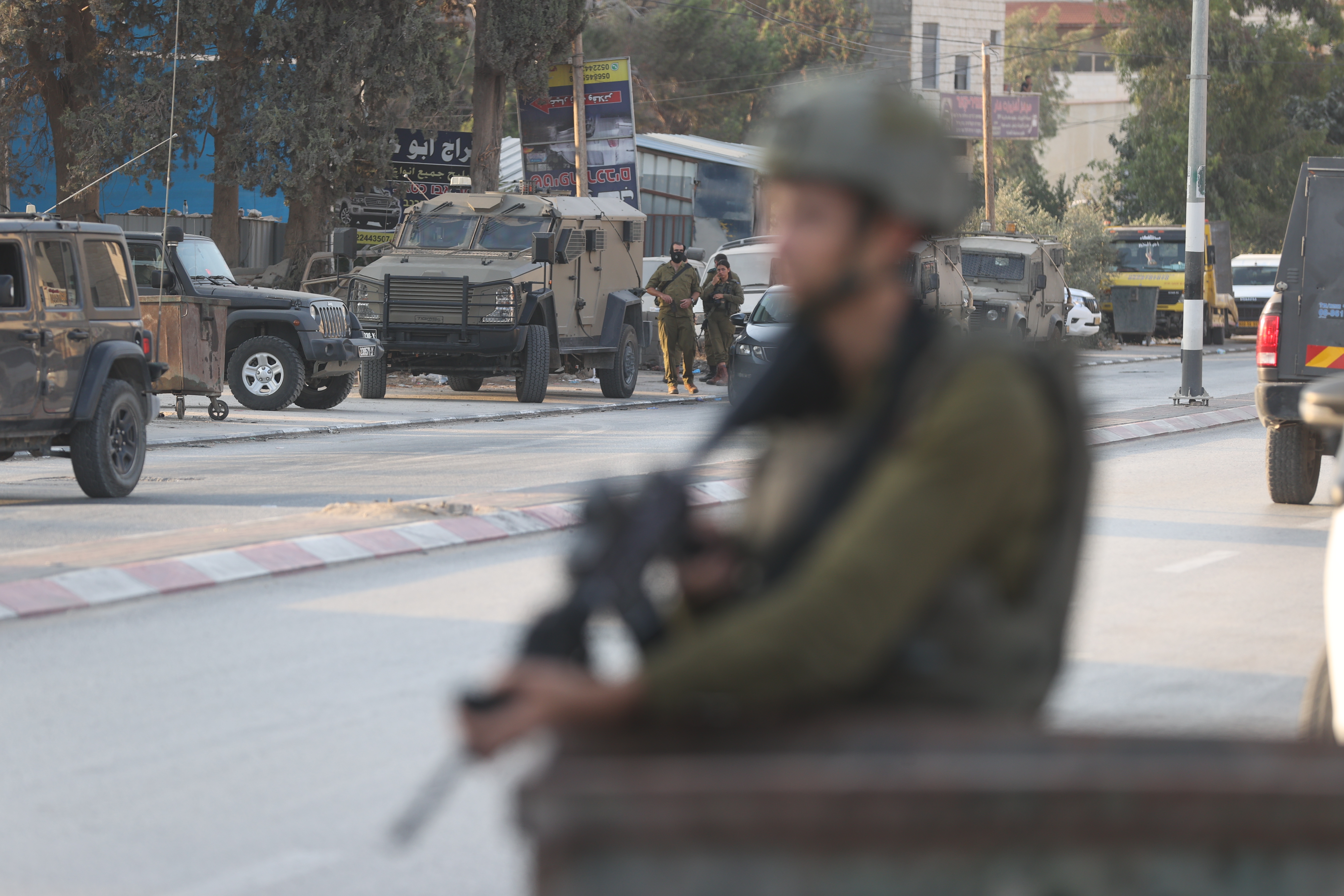 blurred soldier in foreground