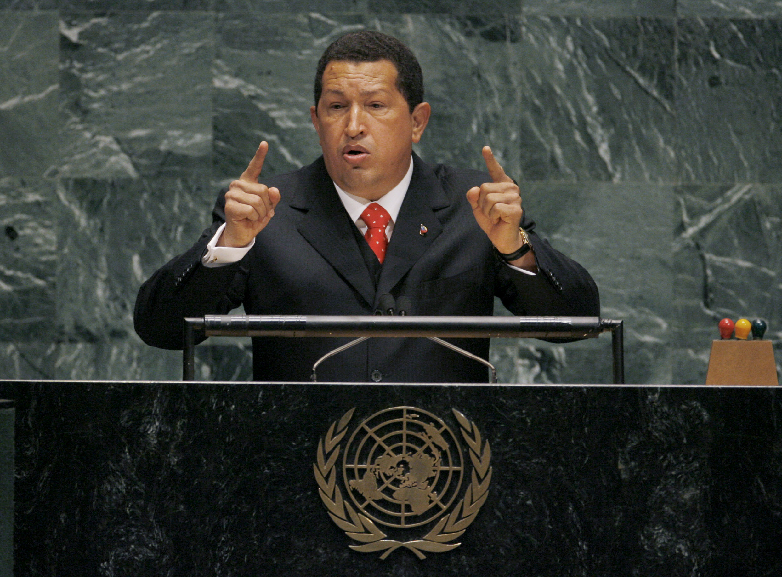 Venezuela’s Hugo Chavez addresses the 61st General Assembly of the United Nations, September 20, 2006