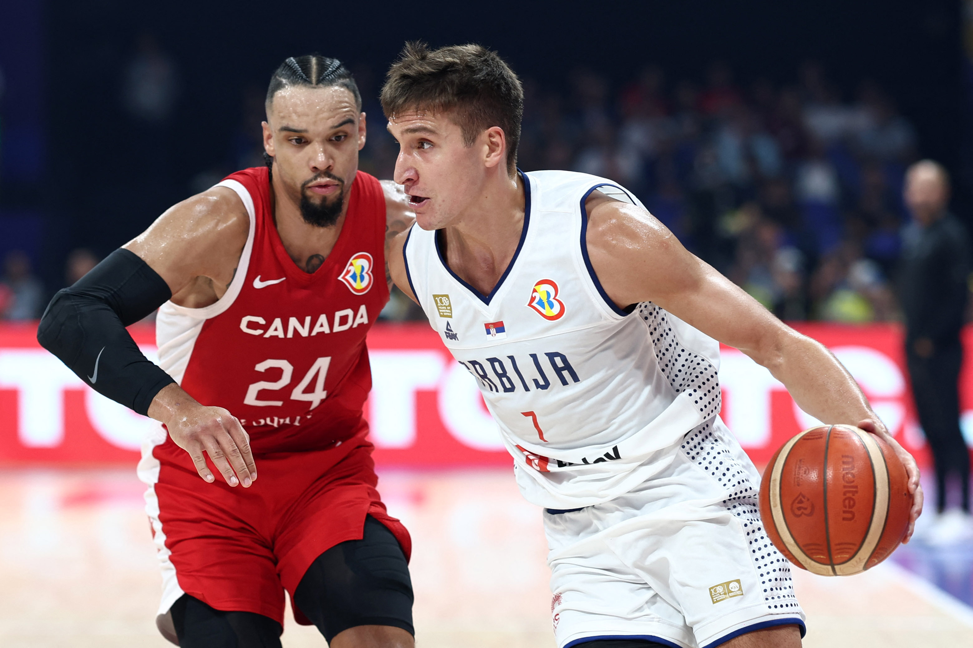 Serbia’s Bogdan Bogdanovic in action with Canada’s Dillon Brooks