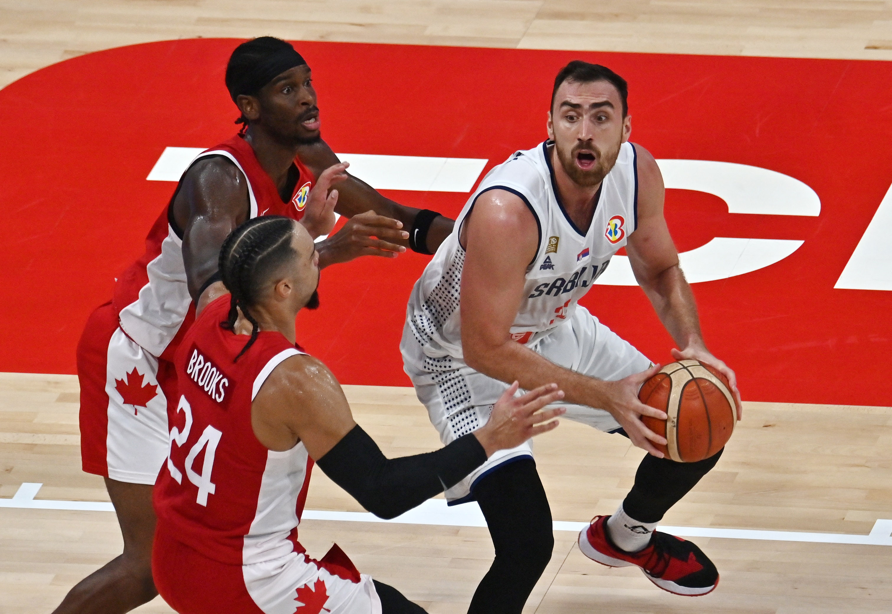 Serbia's Nikola Milutinov in action